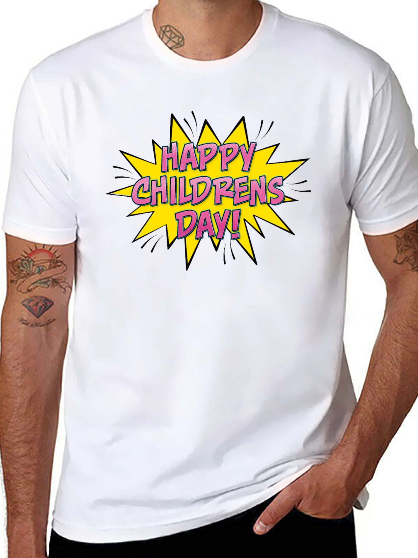 Happy Childrens Day Graphic Tee - Black