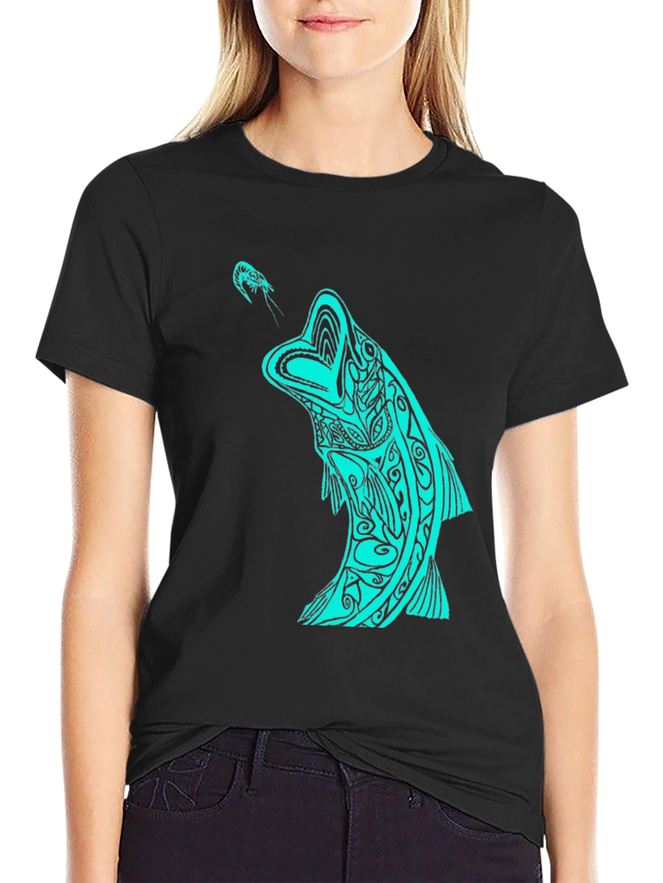Tribal Fish Graphic Tee - Black