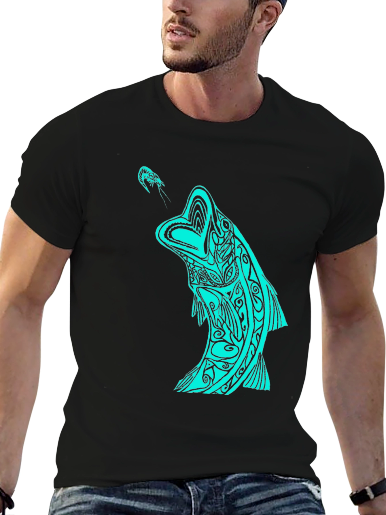 Tribal Fish Graphic Tee - Black
