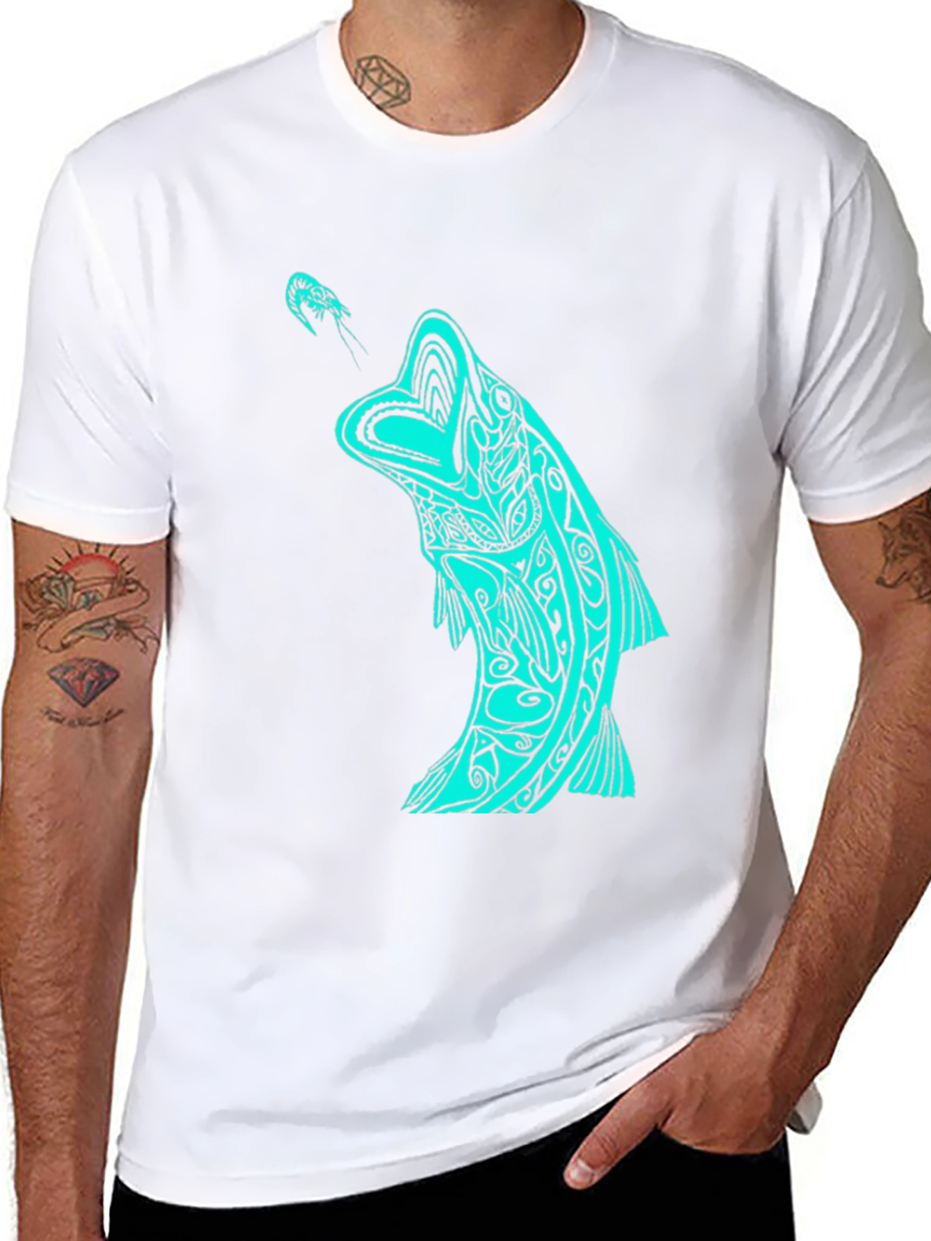 Tribal Fish Graphic Tee - Black