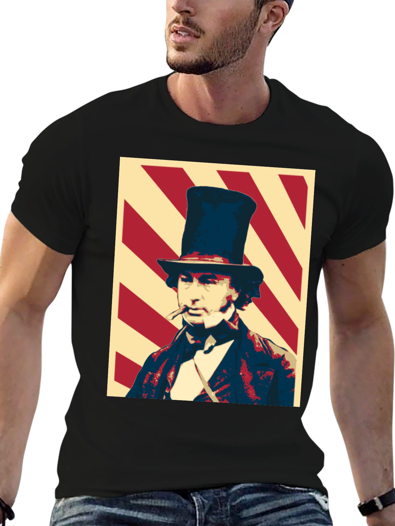 Dandy Gentleman Graphic Tee - Stylish Black T-Shirt