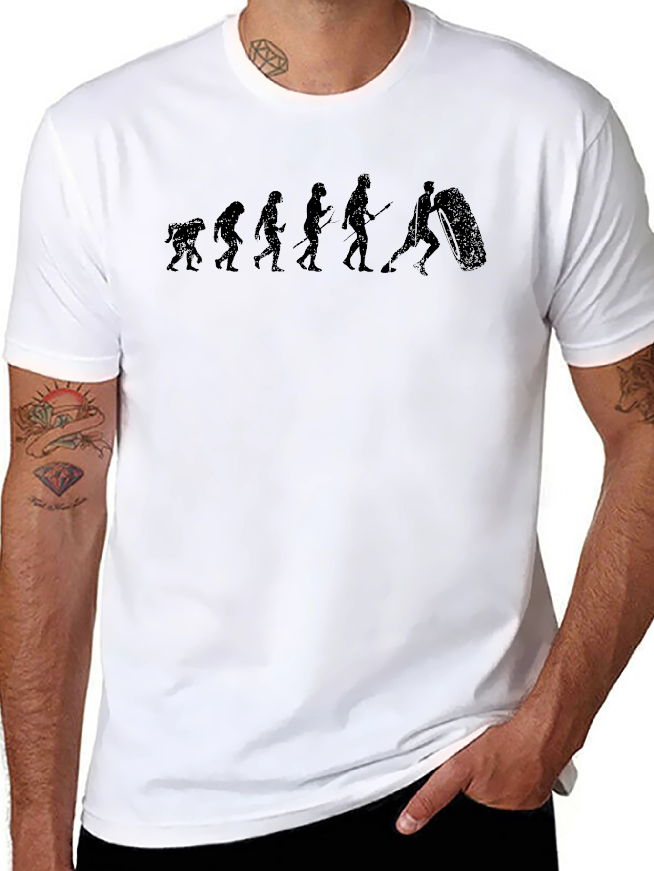 Evolution Tire Flip Tee - Black Graphic T-Shirt