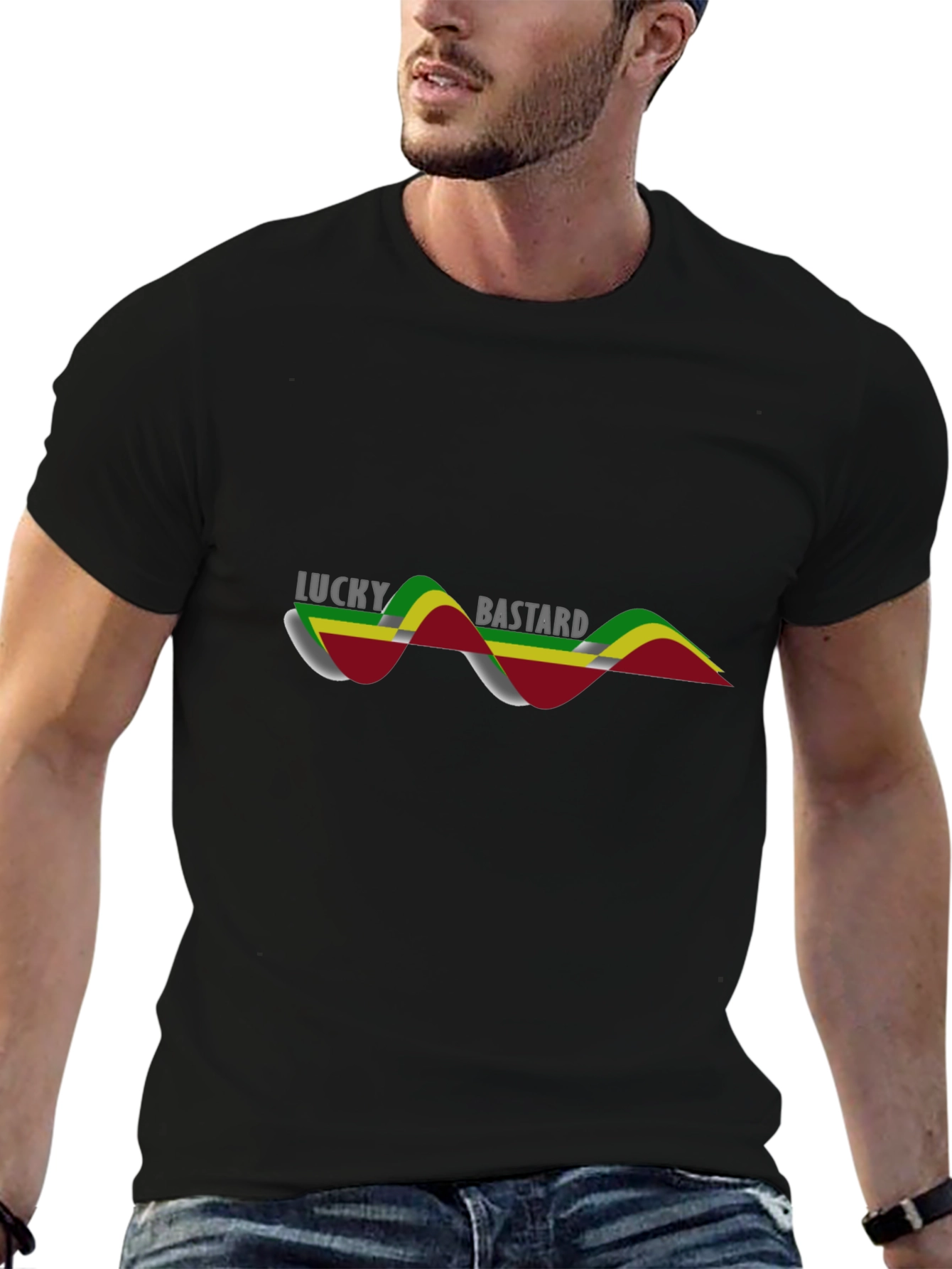 Lucky Bastard Graphic Tee - Mens Black T-Shirt