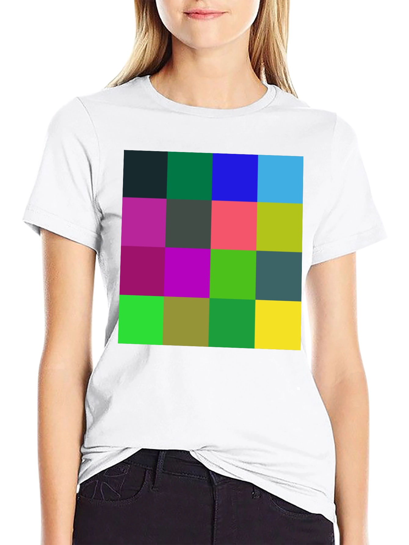 Geometric Squares Black T-Shirt - Abstract Design