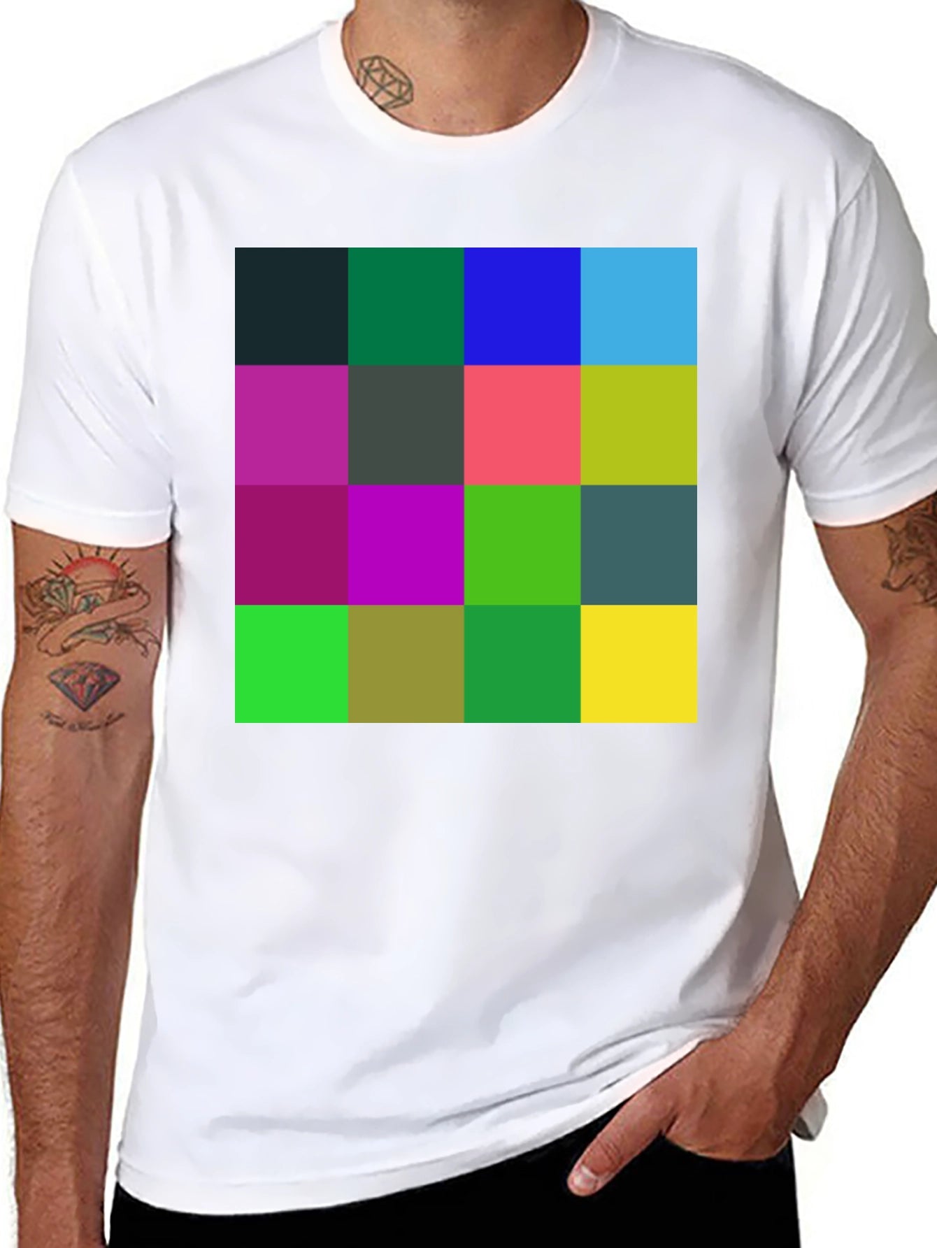 Geometric Squares Black T-Shirt - Abstract Design