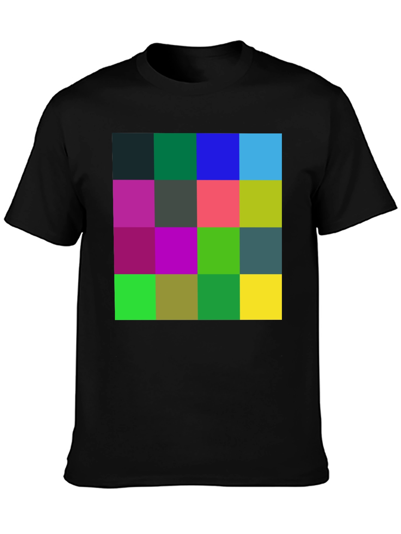 Geometric Squares Black T-Shirt - Abstract Design