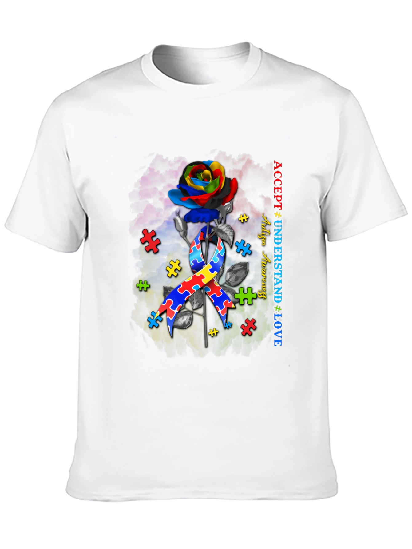Autism Awareness Rose T-Shirt: Accept Understand Love