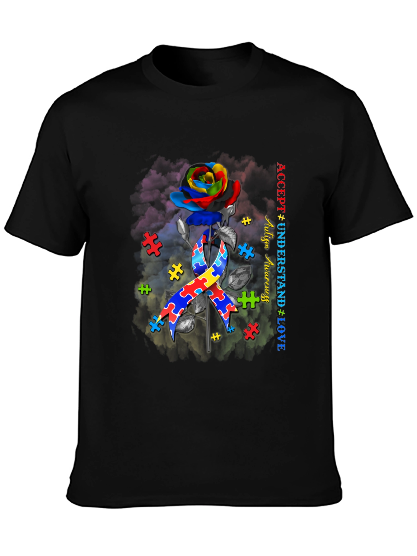 Autism Awareness Rose T-Shirt: Accept Understand Love