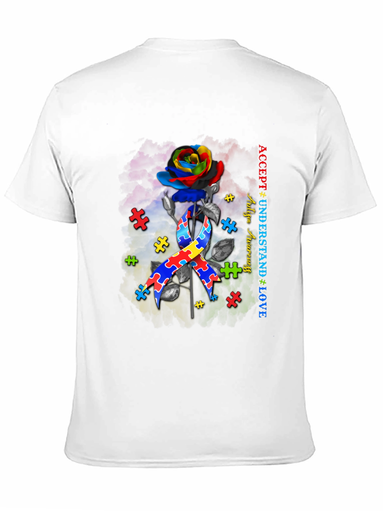 Autism Awareness Rose T-Shirt: Accept Understand Love