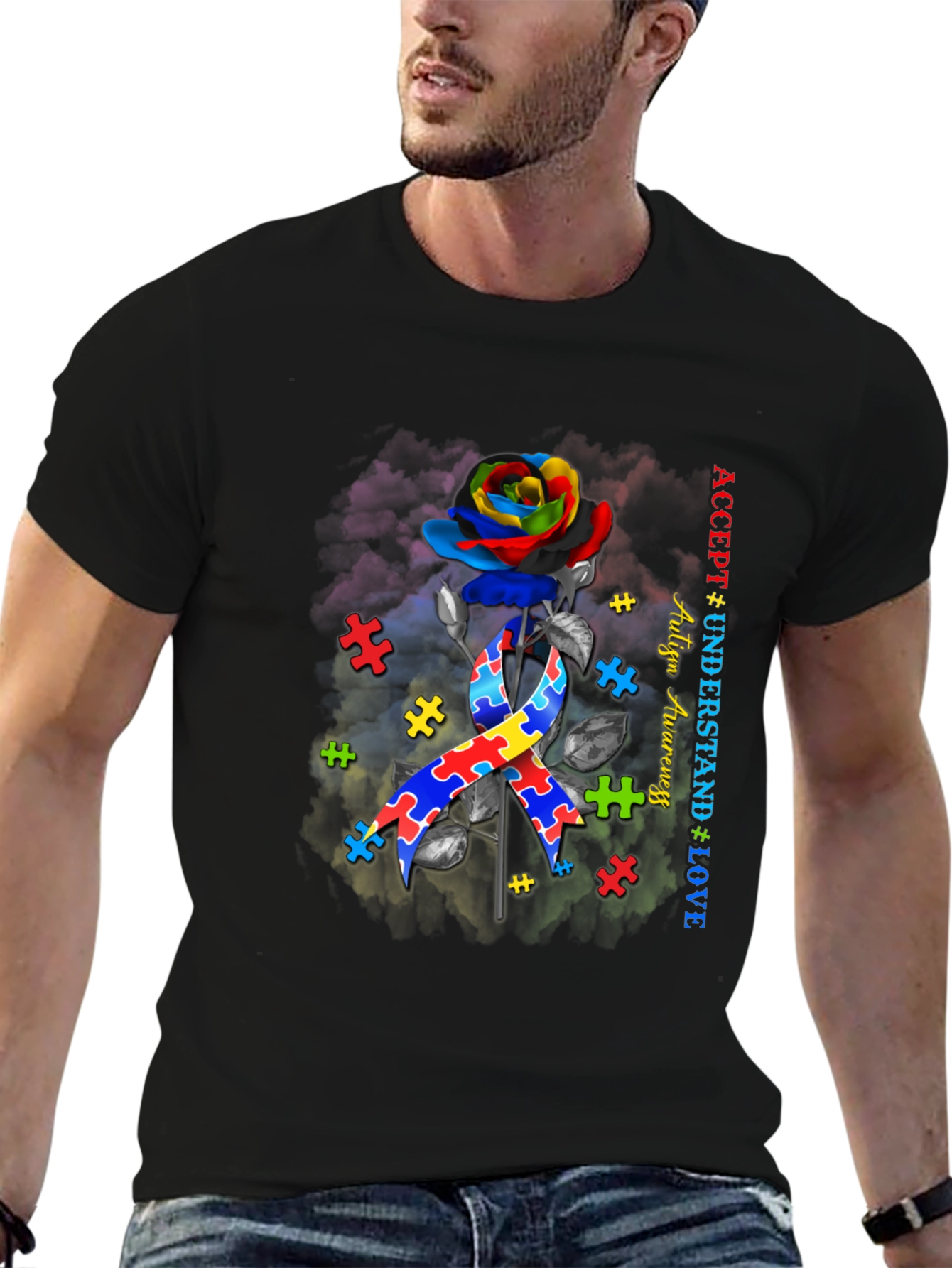 Autism Awareness Rose T-Shirt: Accept Understand Love