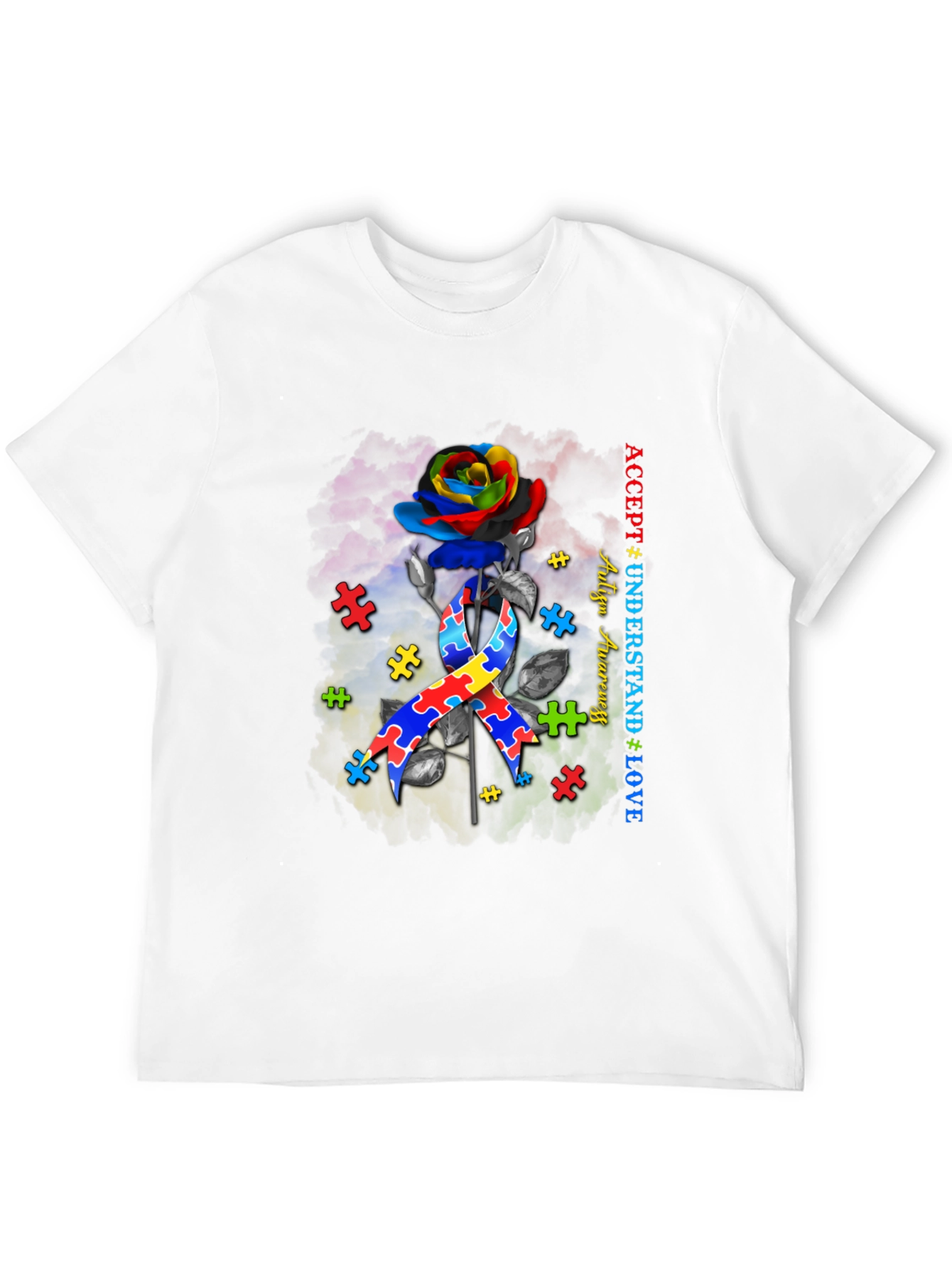 Autism Awareness Rose T-Shirt: Accept Understand Love