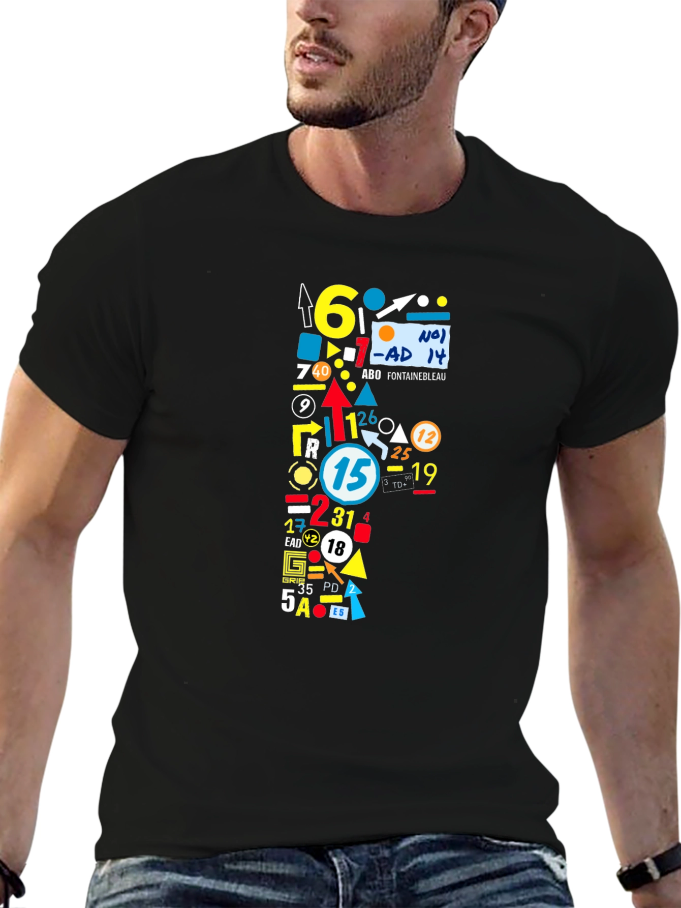 Abstract Number Graphic Tee - Mens Black T-Shirt