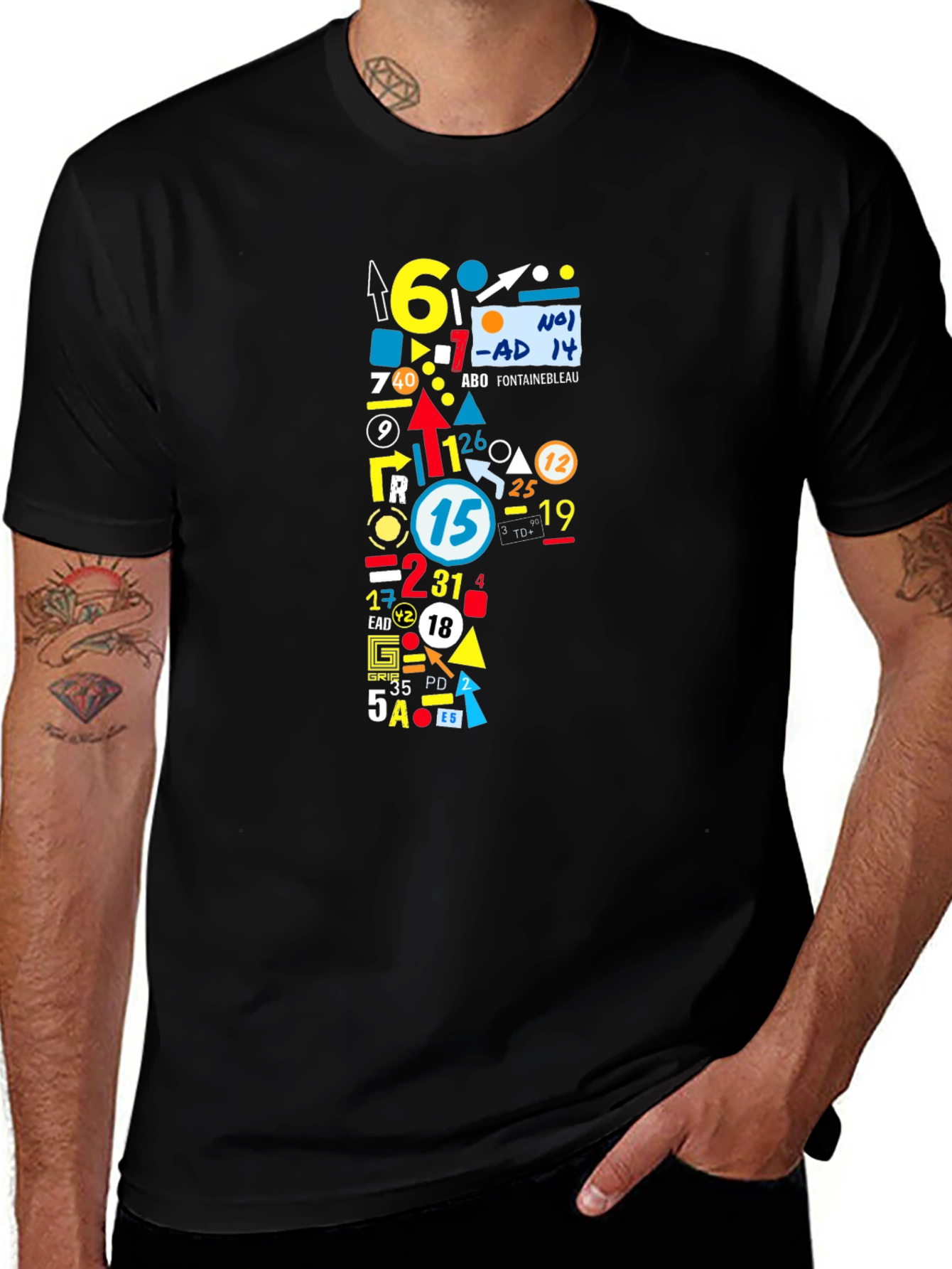 Abstract Number Graphic Tee - Mens Black T-Shirt