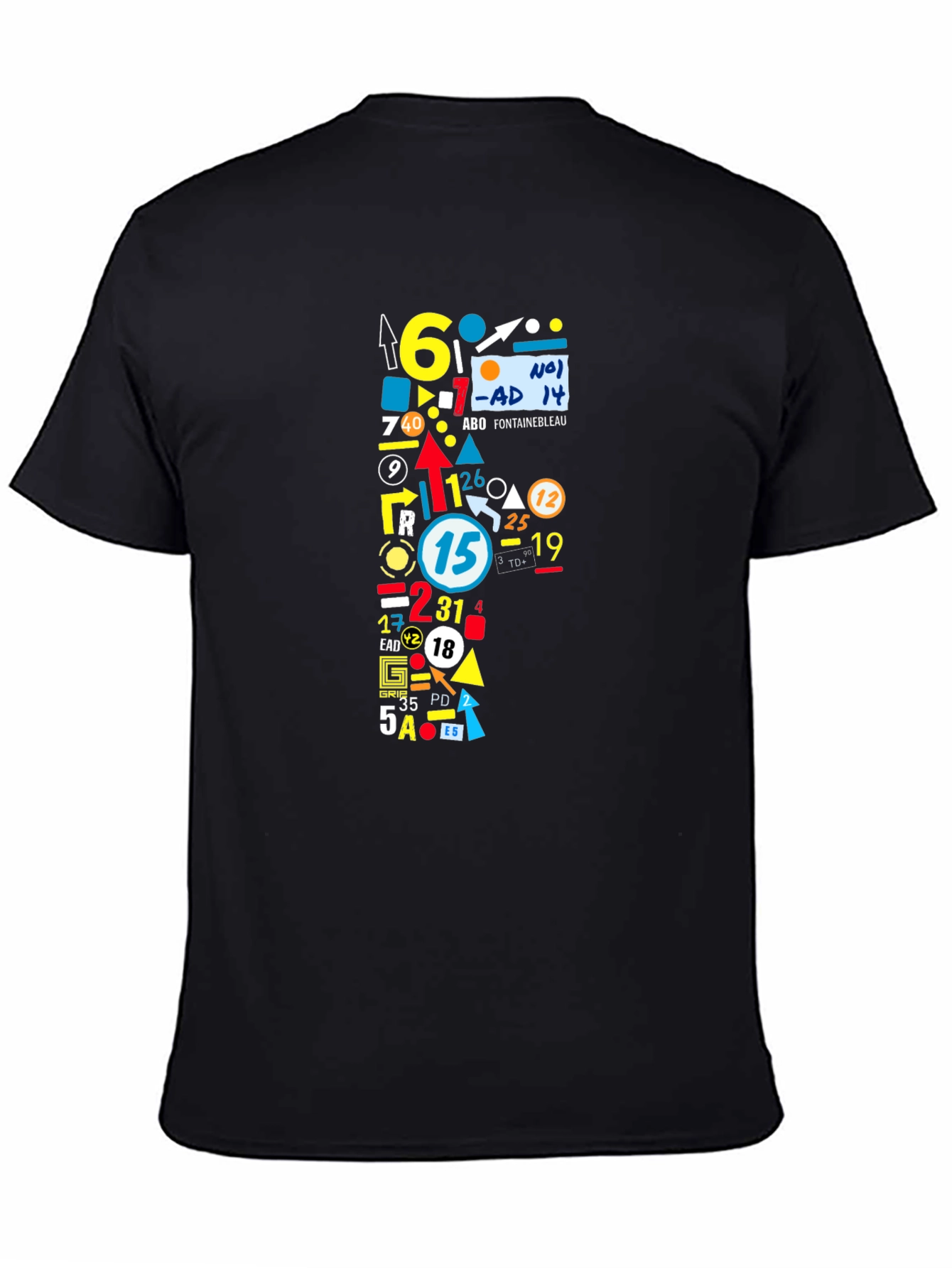 Abstract Number Graphic Tee - Mens Black T-Shirt
