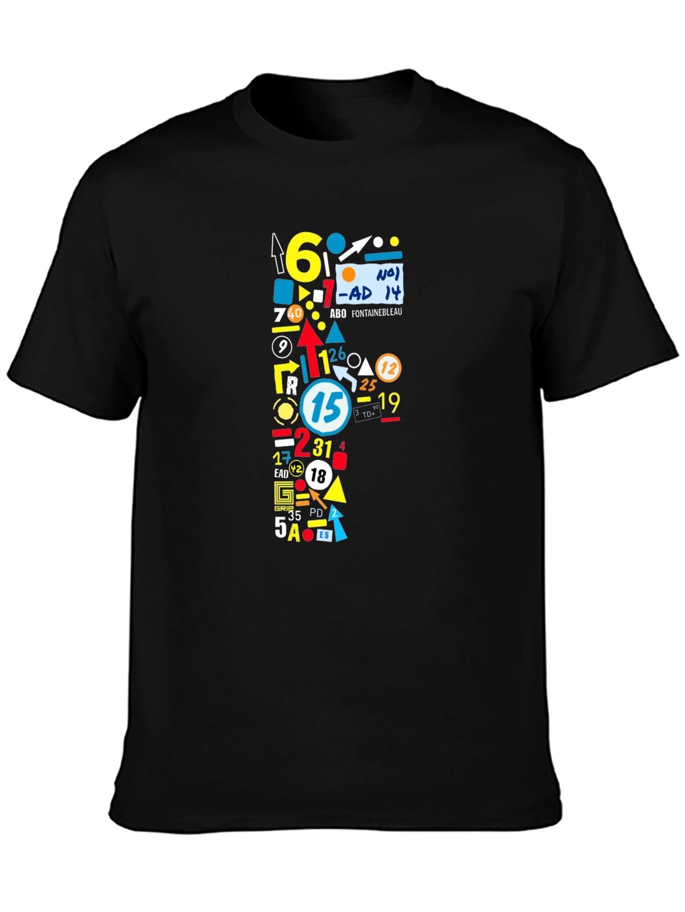 Abstract Number Graphic Tee - Mens Black T-Shirt