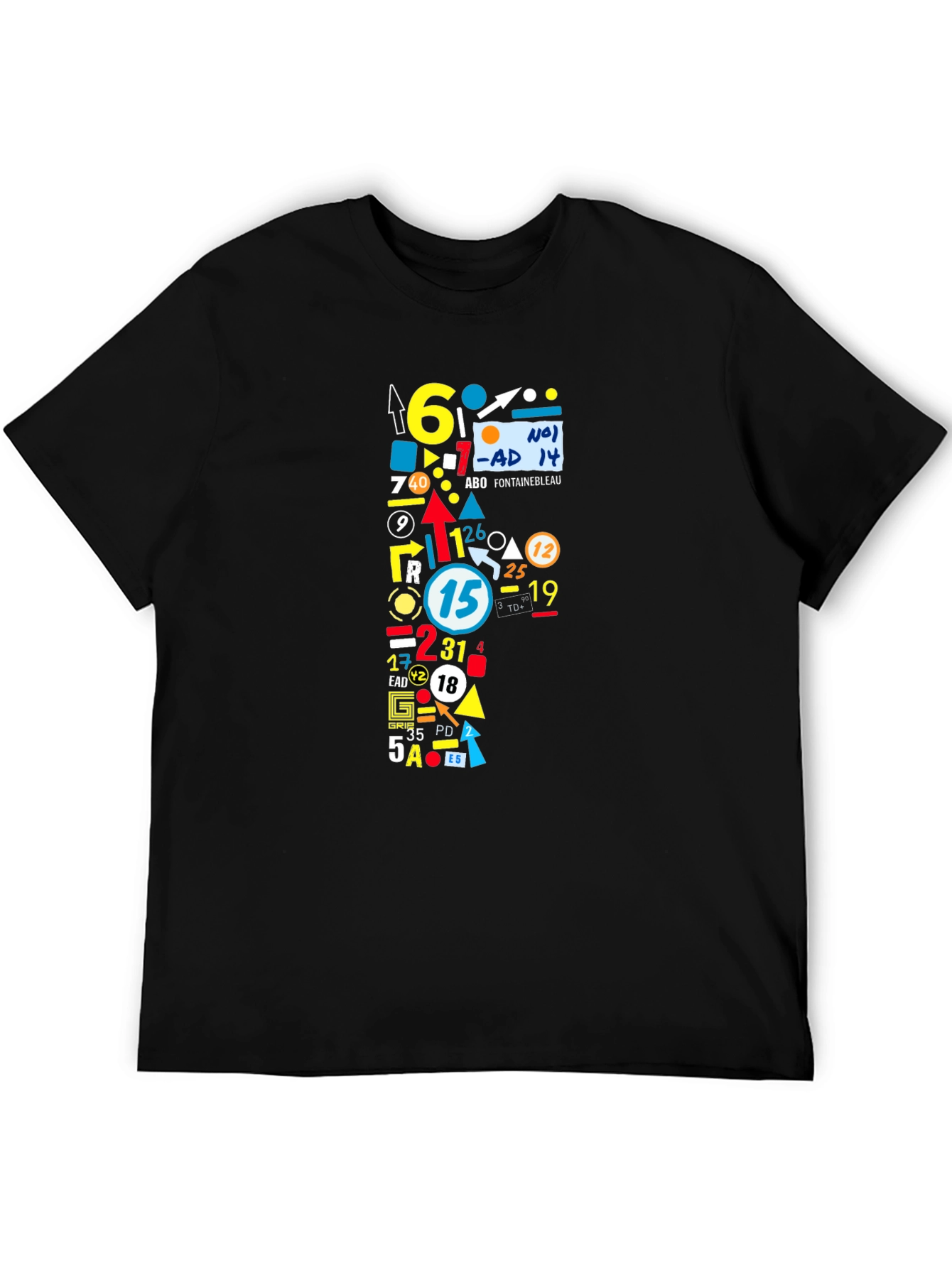 Abstract Number Graphic Tee - Mens Black T-Shirt