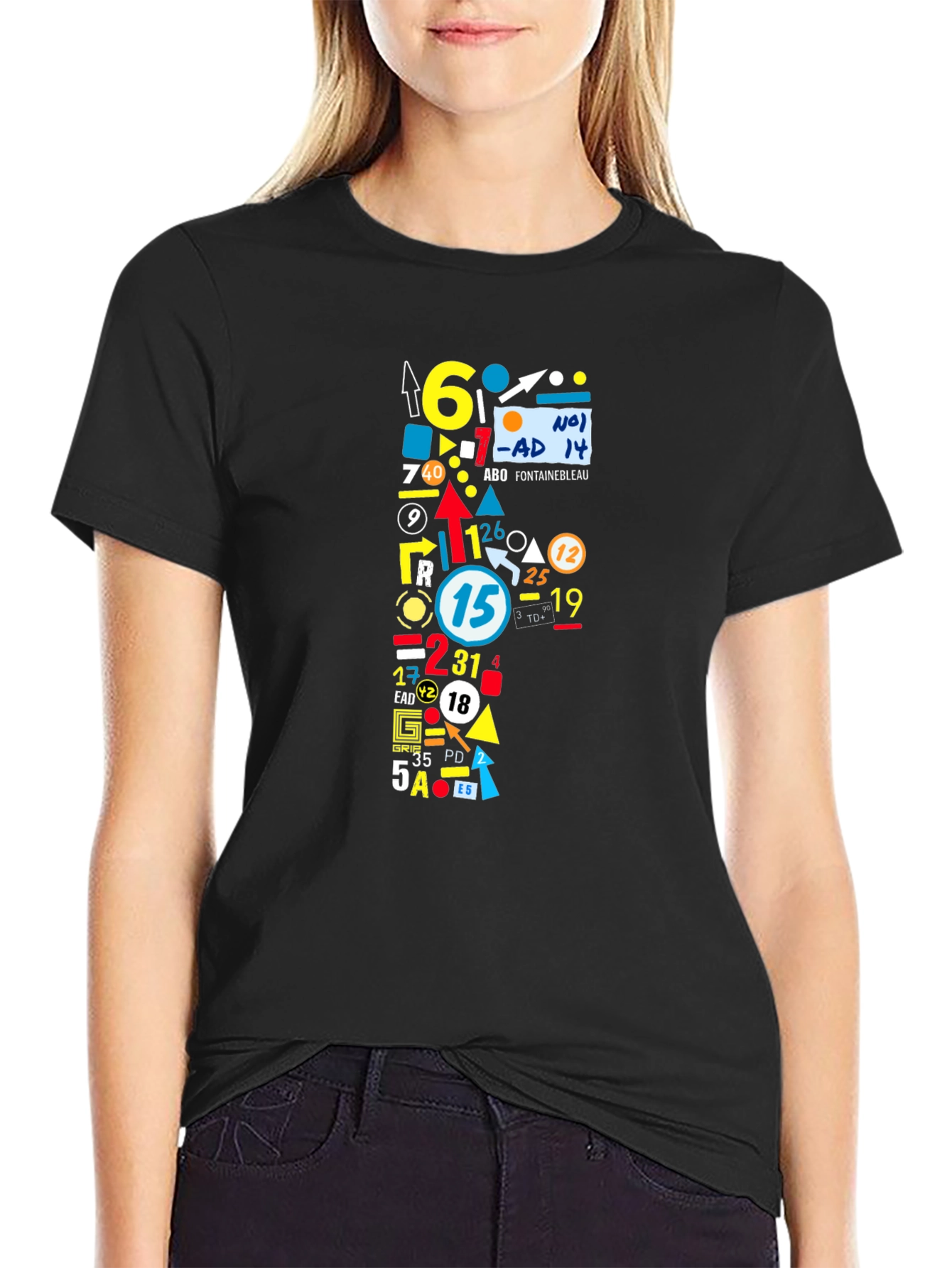 Abstract Number Graphic Tee - Mens Black T-Shirt