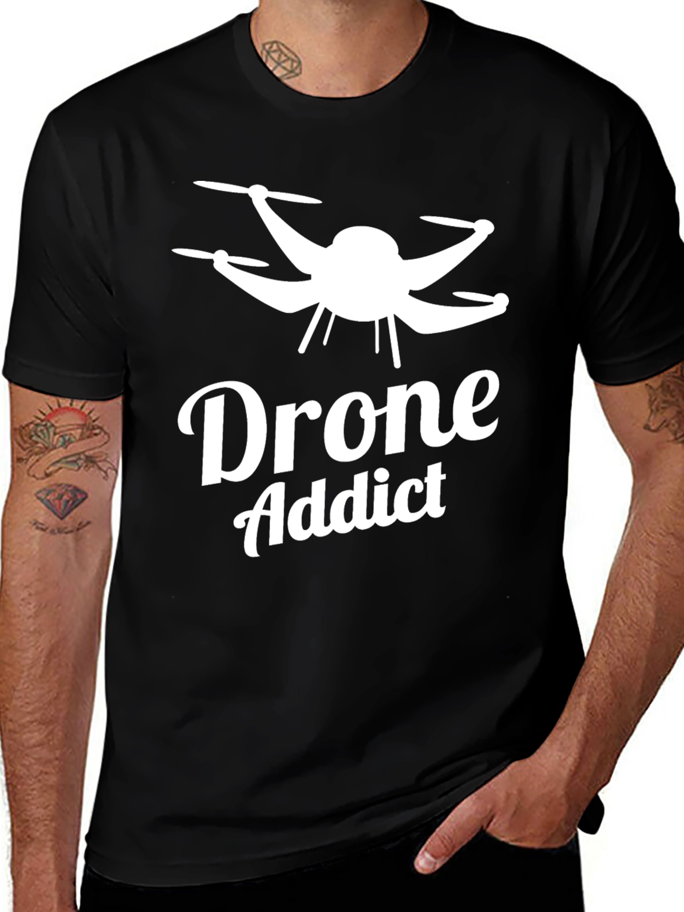 Drone Addict Graphic T-Shirt - Black