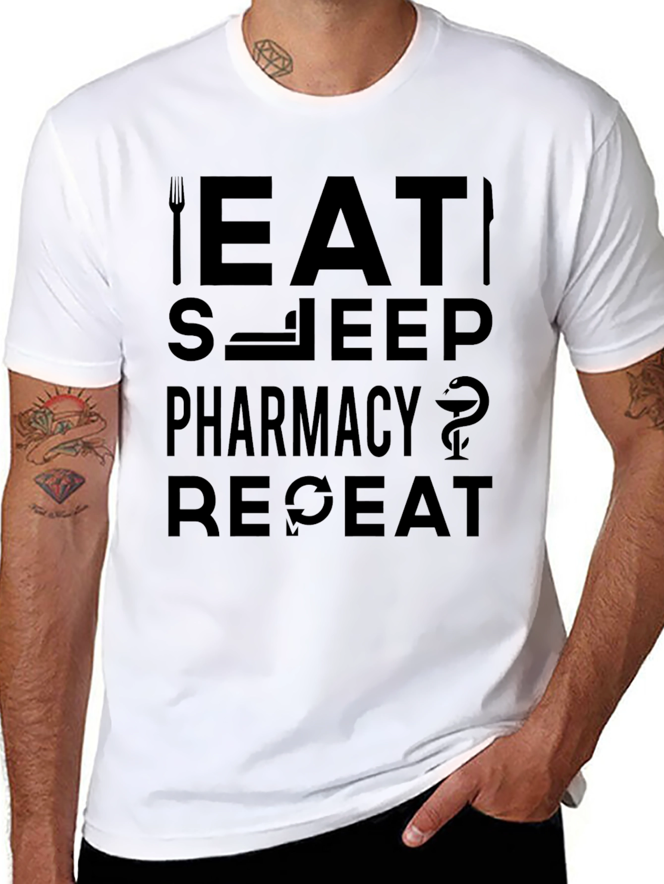 Eat Sleep Pharmacy Repeat Black T-Shirt