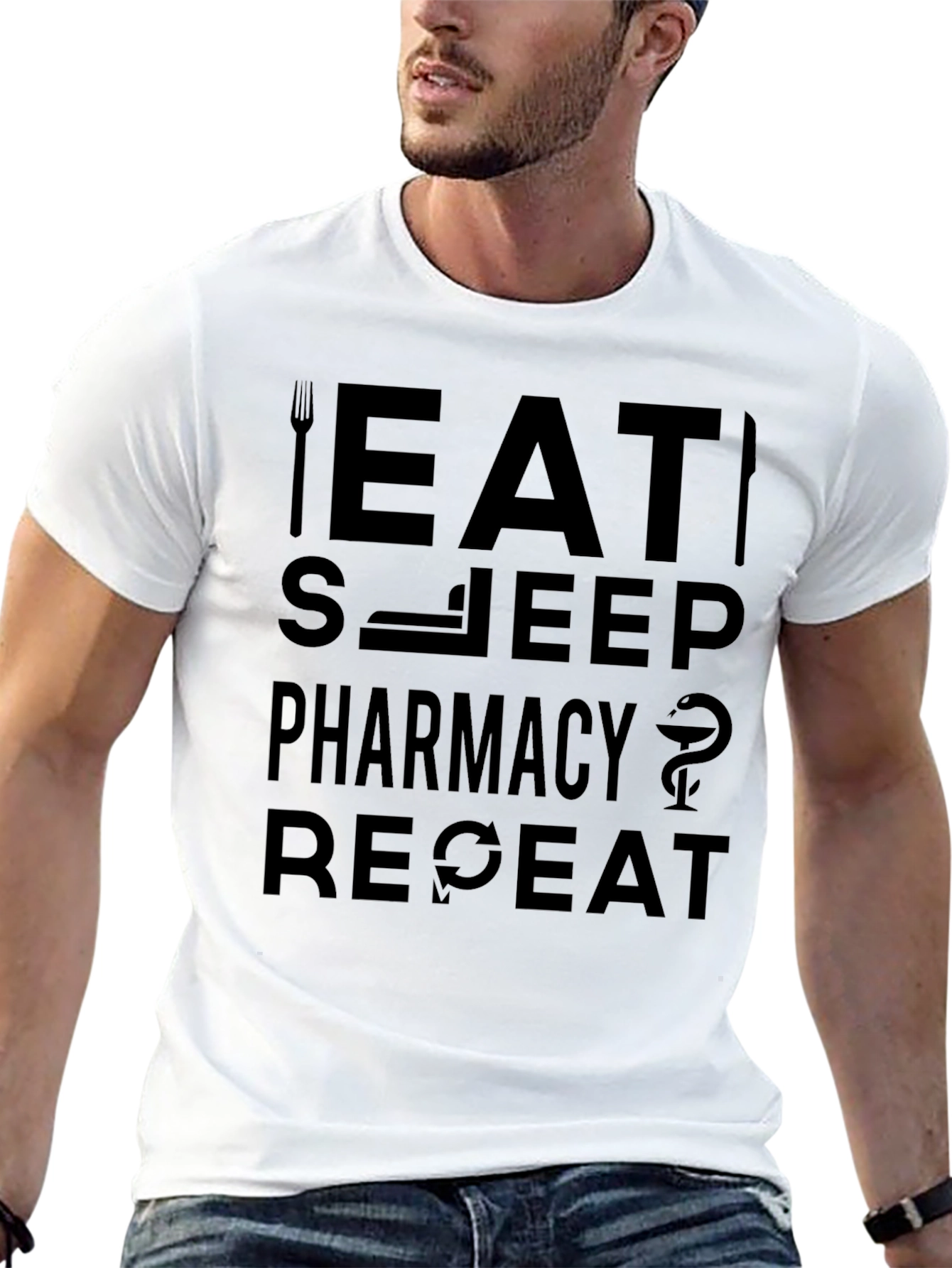 Eat Sleep Pharmacy Repeat Black T-Shirt