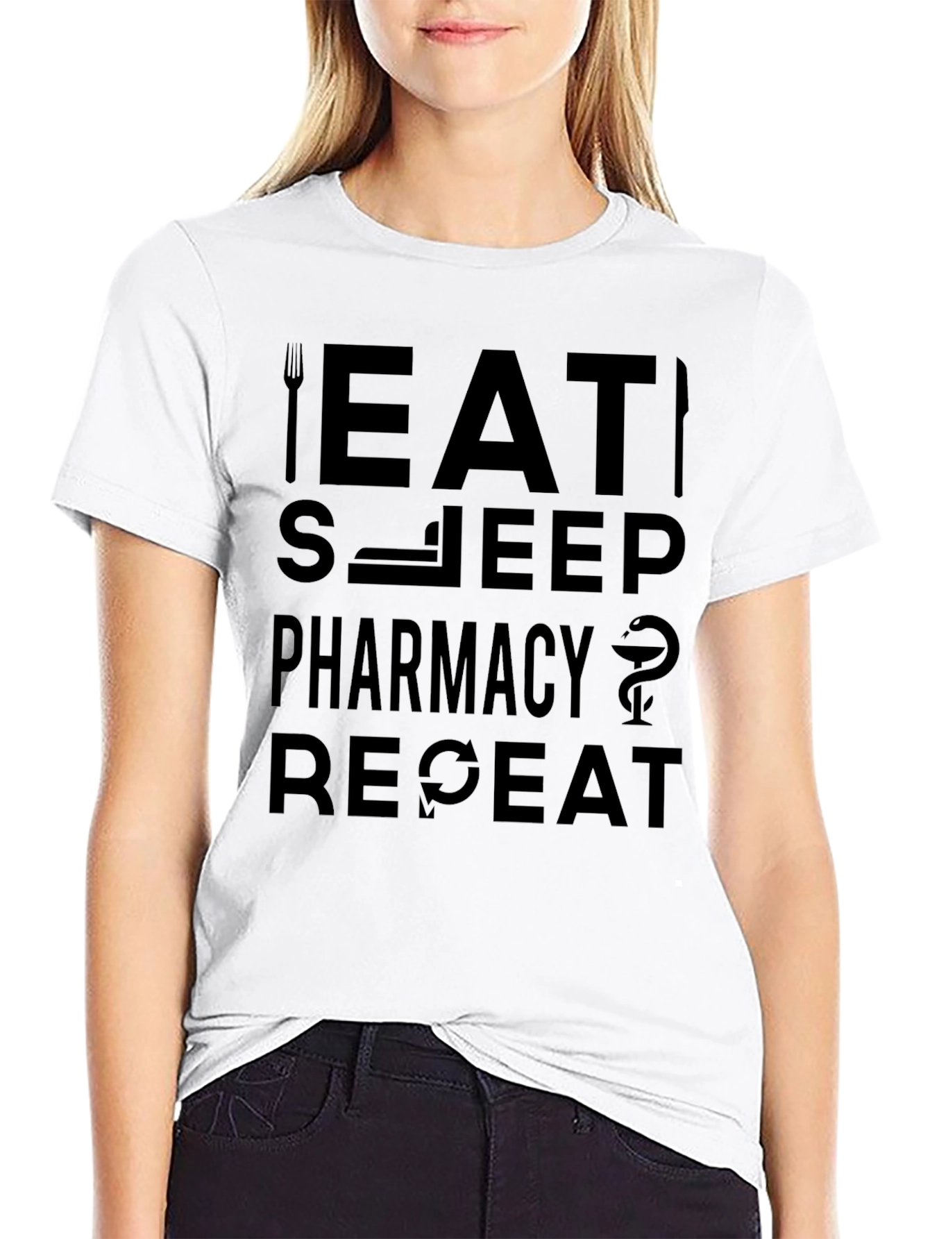 Eat Sleep Pharmacy Repeat Black T-Shirt