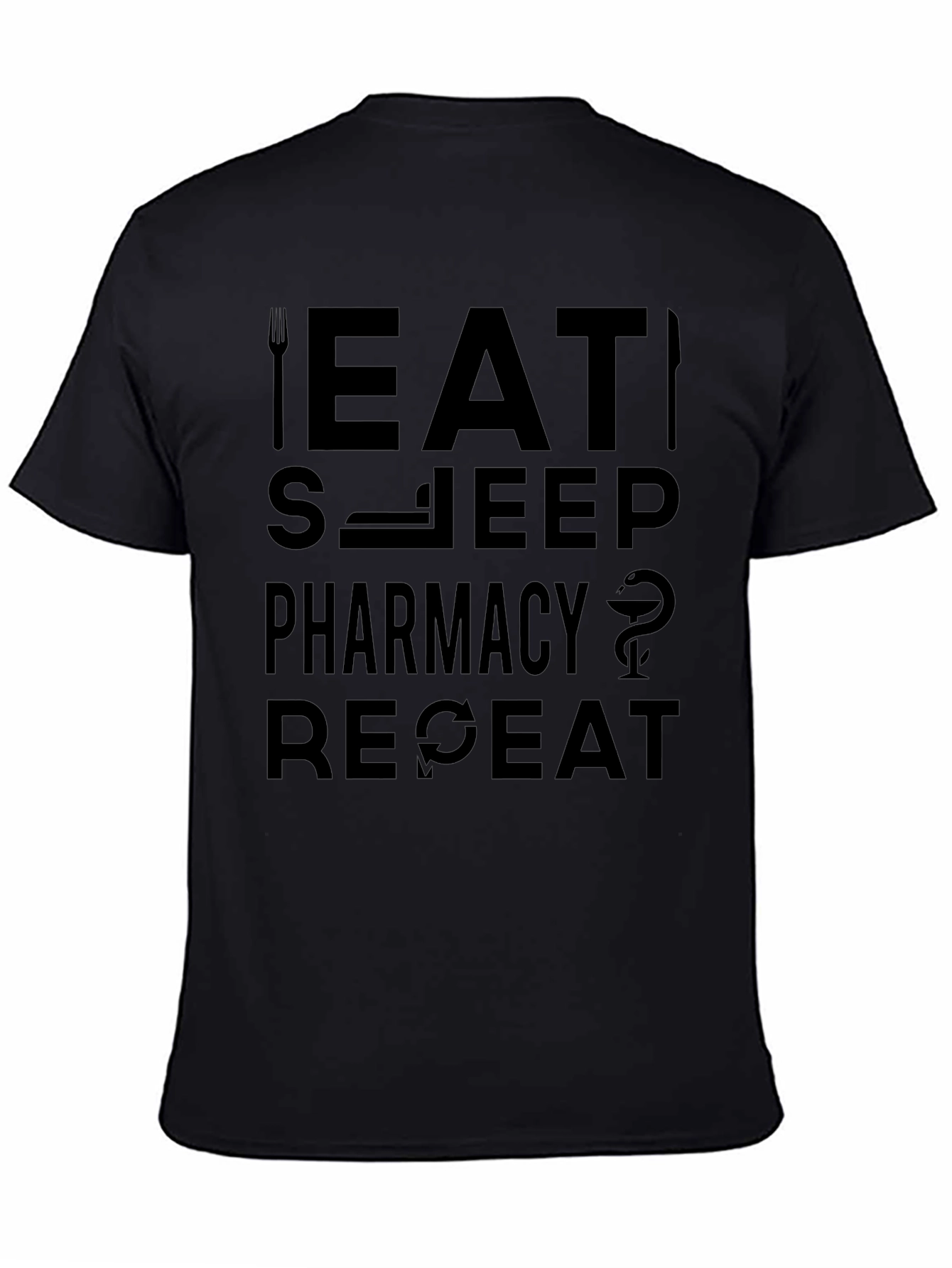 Eat Sleep Pharmacy Repeat Black T-Shirt