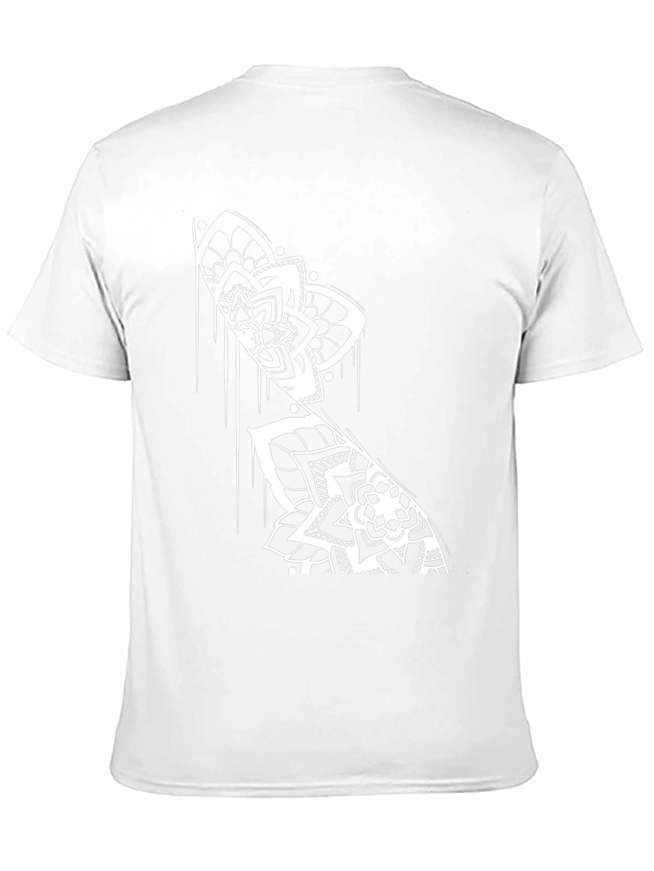 Black T-Shirt with White Mandala Print