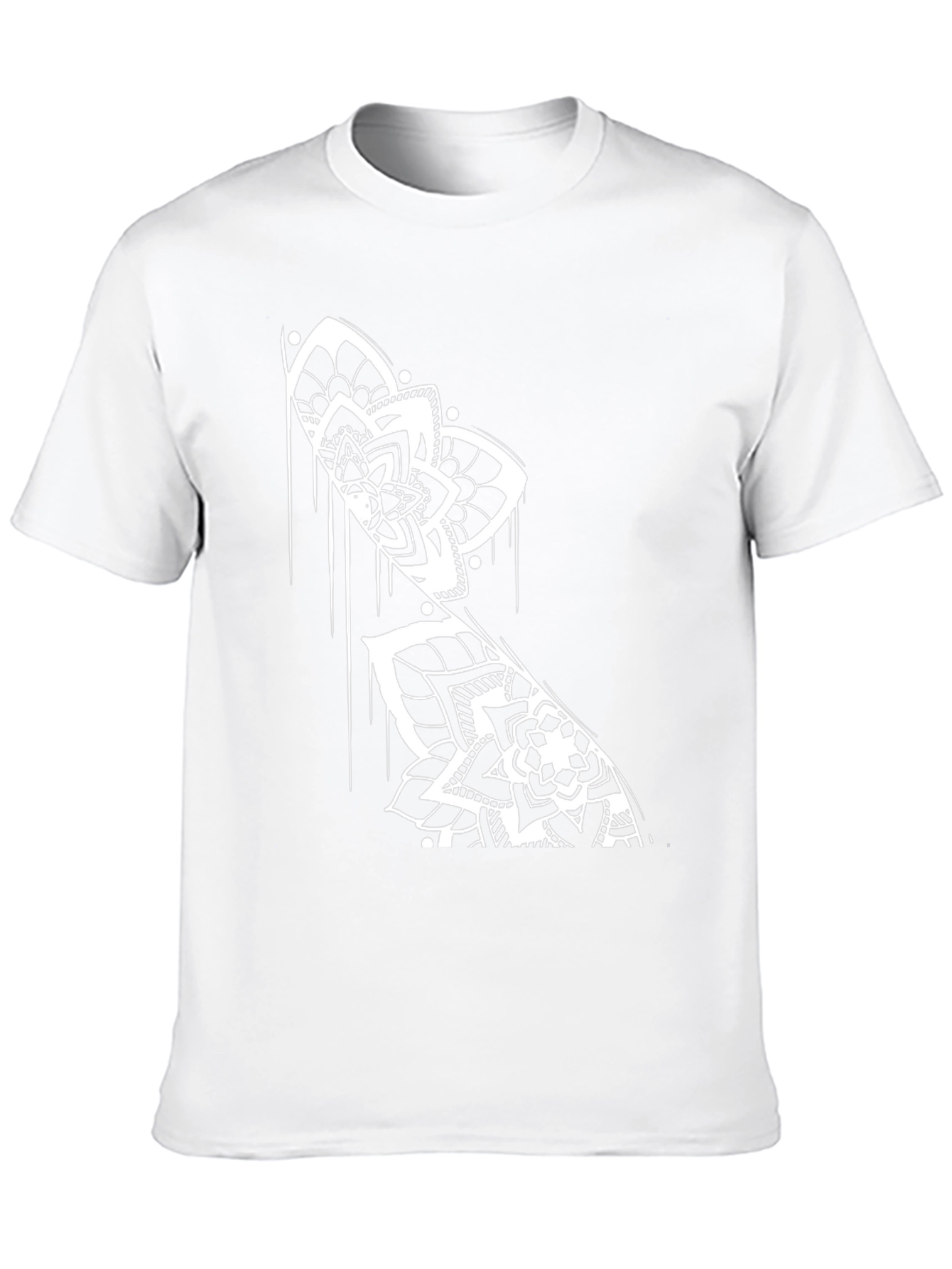 Black T-Shirt with White Mandala Print