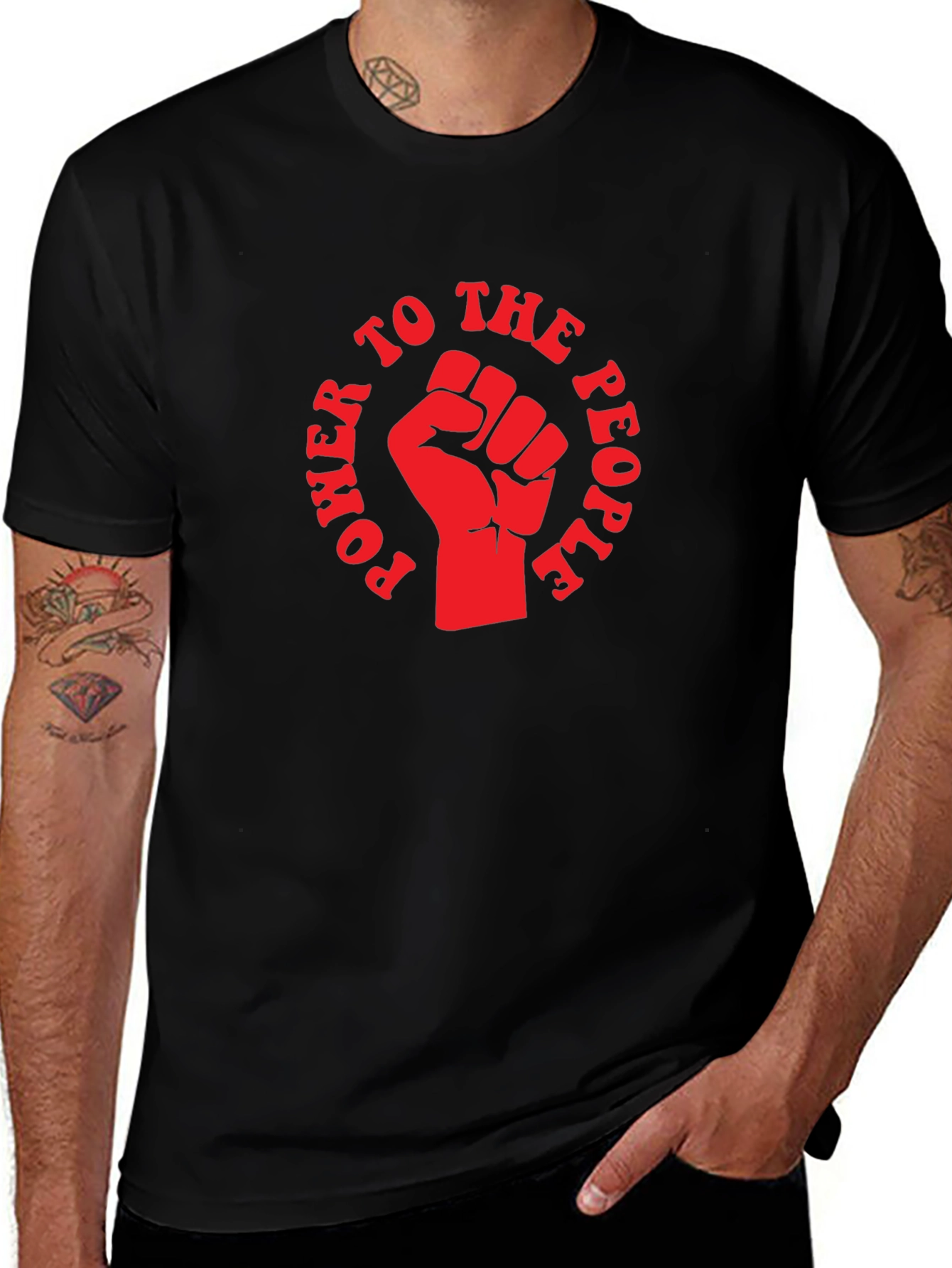 Power to the People Fist Graphic T-Shirt - Black