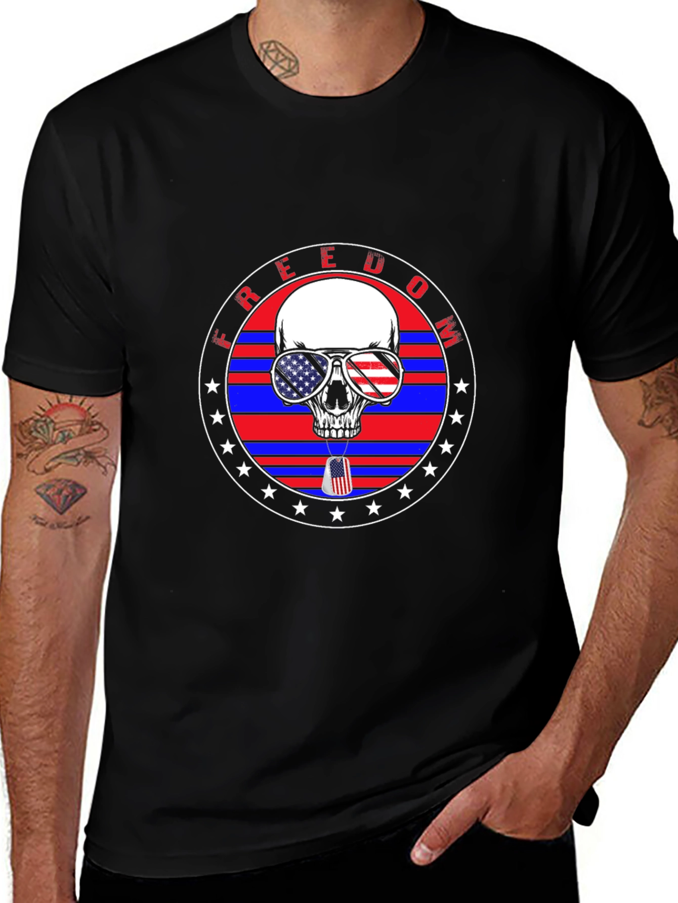 Freedom Skull Graphic T-Shirt