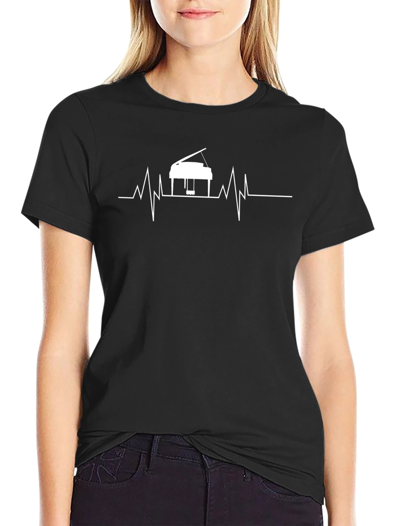 Piano Heartbeat T-Shirt - Music Lover Tee