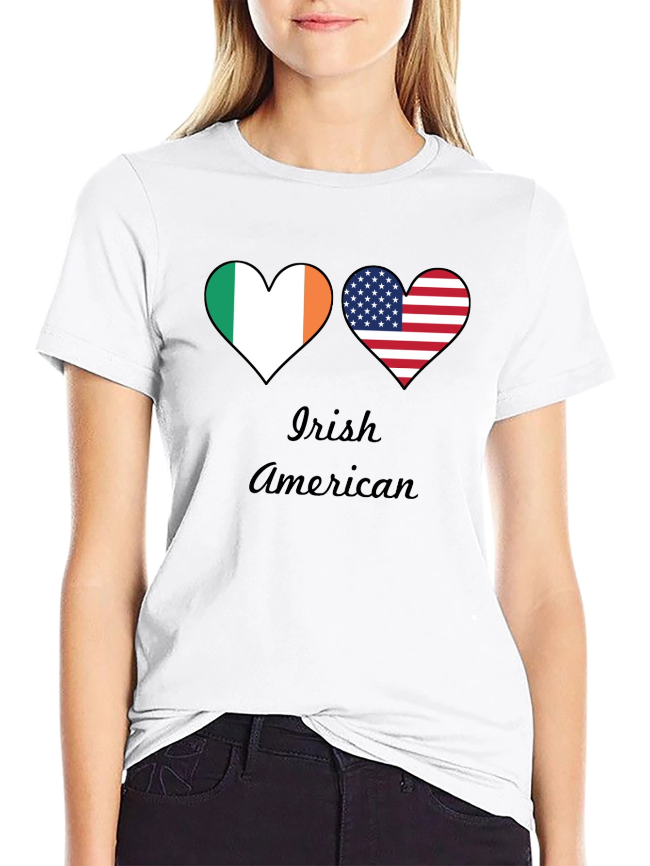 Irish American Pride T-Shirt | Dual Flag Heart Design