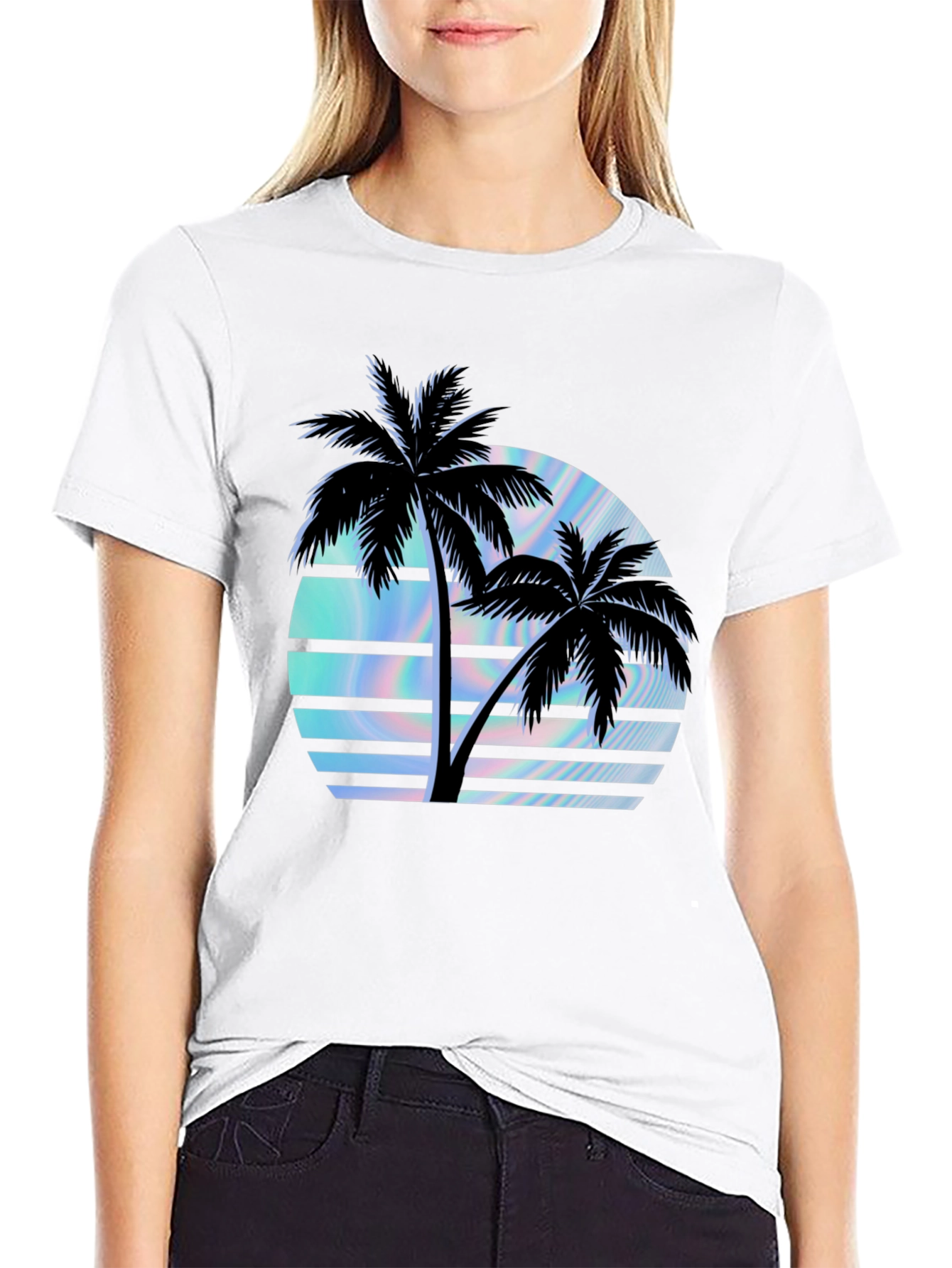 Retro Palm Tree Sunset Graphic T-Shirt