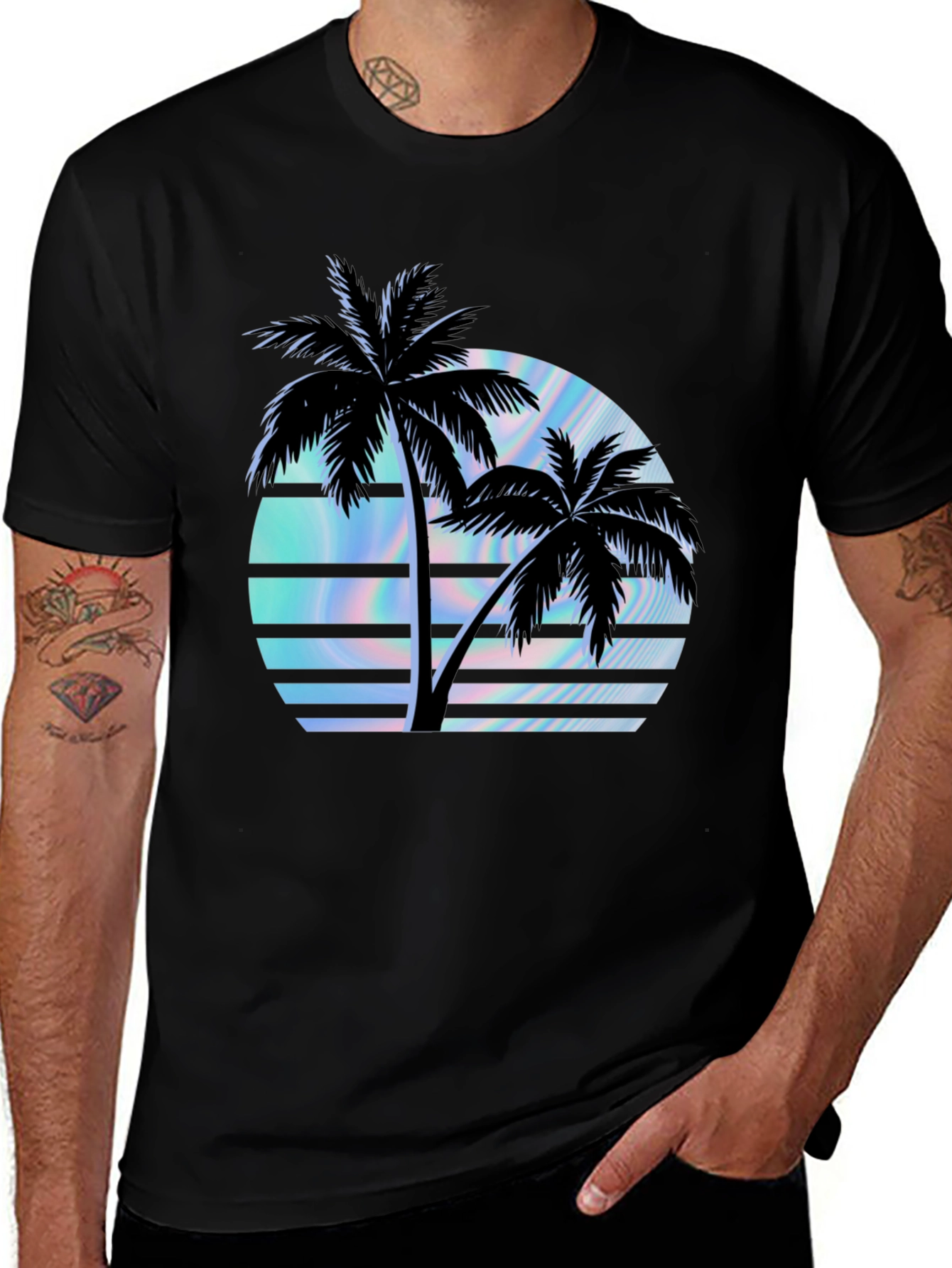 Retro Palm Tree Sunset Graphic T-Shirt