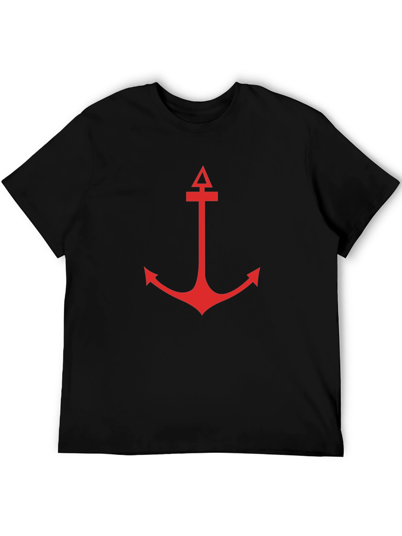 Mens Black T-Shirt with Red Anchor Graphic
