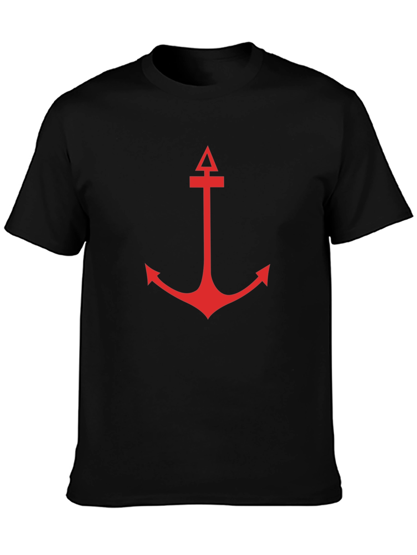 Mens Black T-Shirt with Red Anchor Graphic