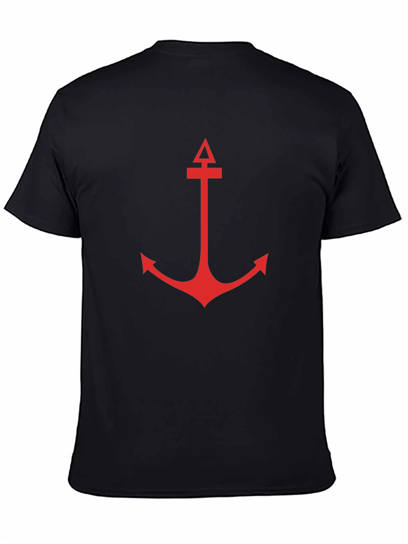 Mens Black T-Shirt with Red Anchor Graphic