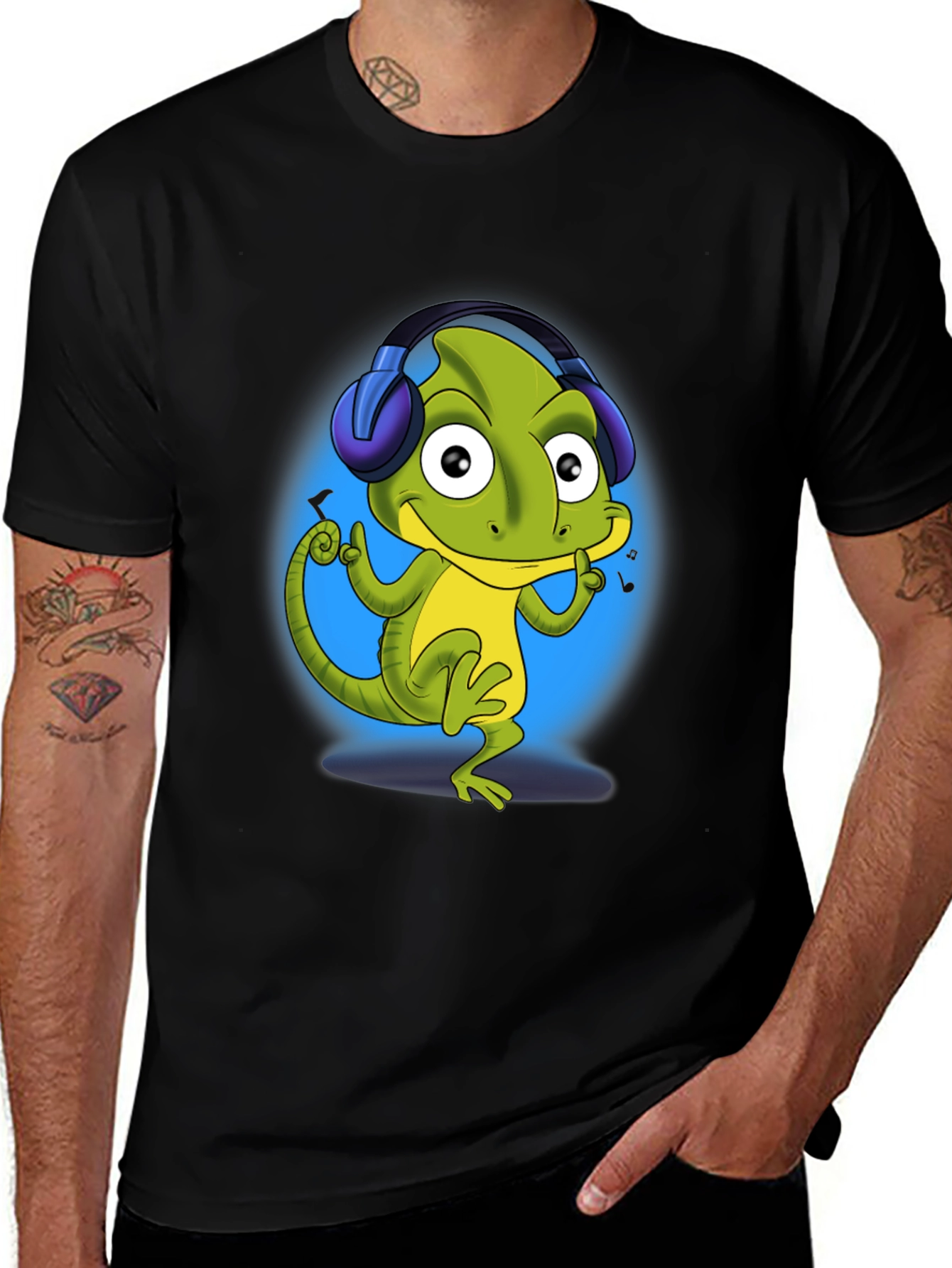 Cool Lizard DJ T-Shirt - Black Cotton Tee