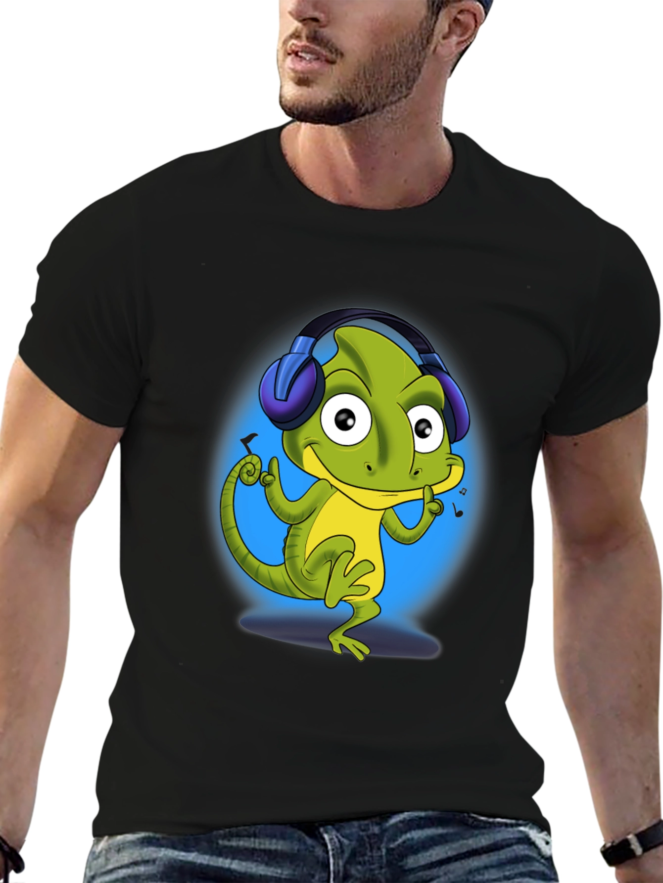 Cool Lizard DJ T-Shirt - Black Cotton Tee
