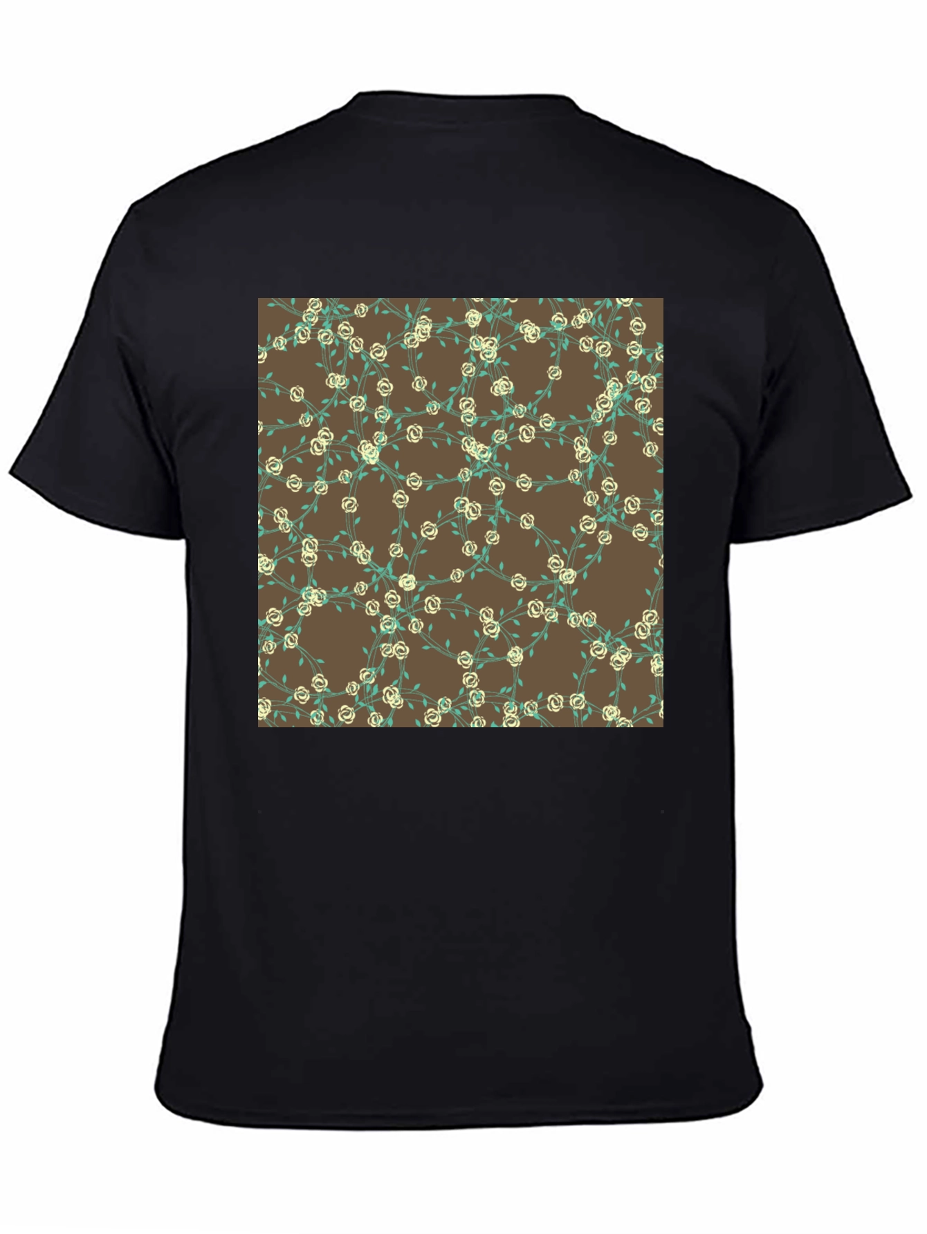 Floral Pattern Black T-Shirt
