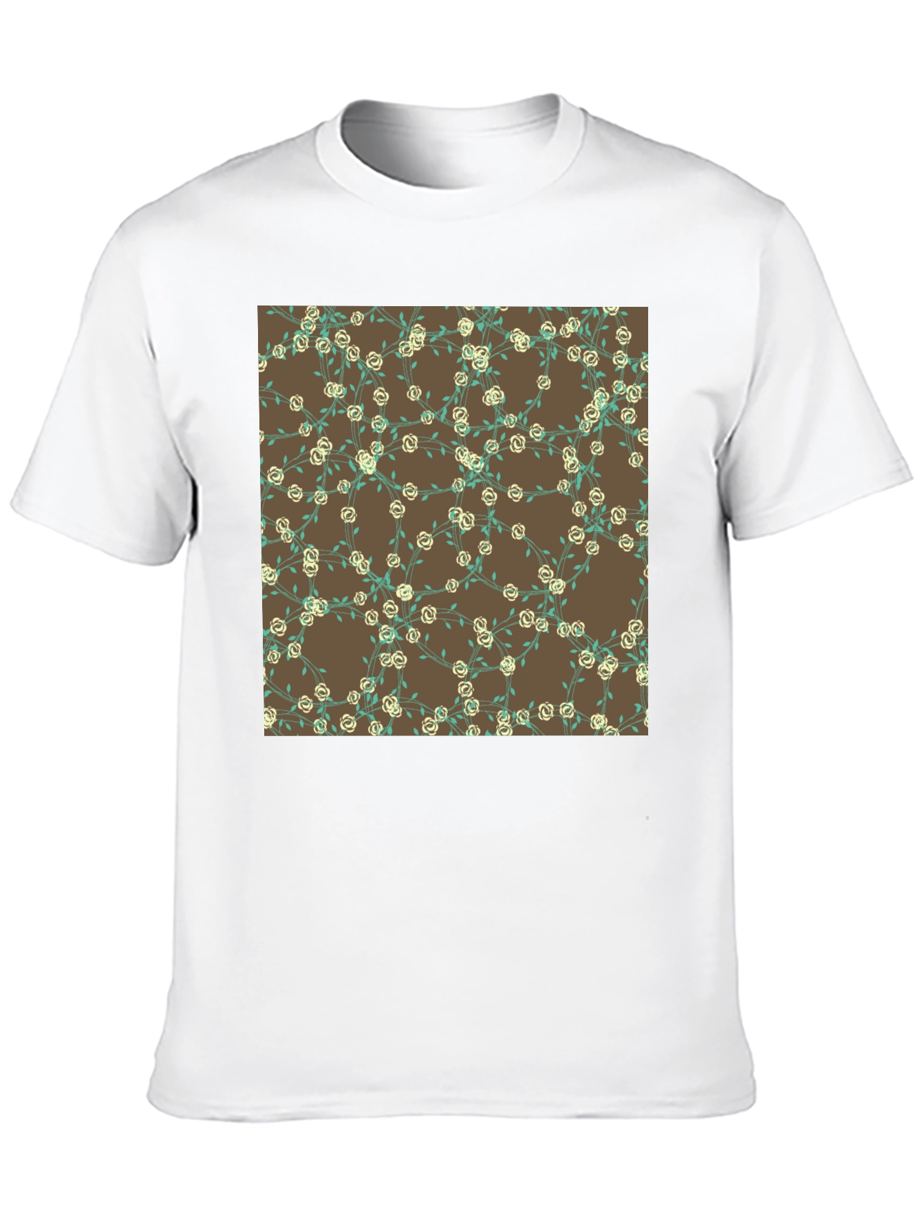 Floral Pattern Black T-Shirt