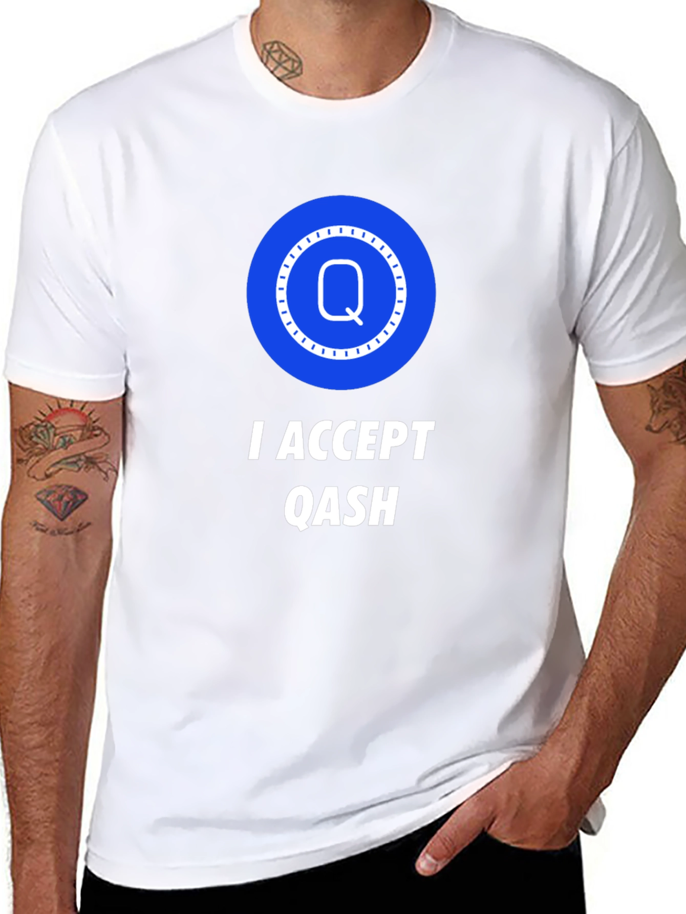 I Accept Qash T-Shirt - Black Crew Neck Tee