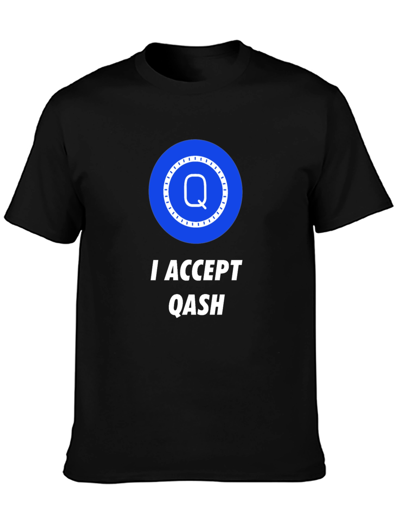 I Accept Qash T-Shirt - Black Crew Neck Tee