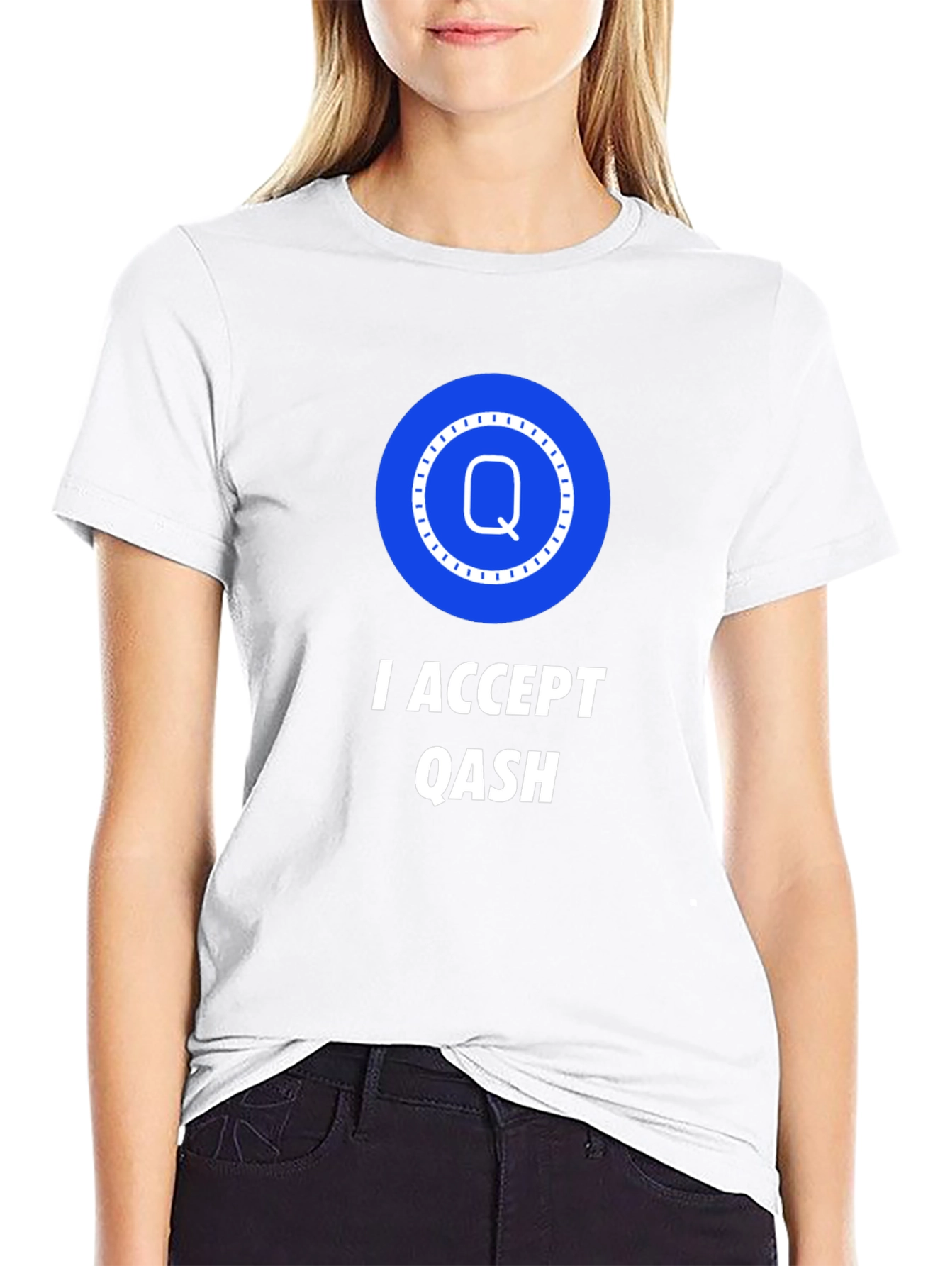 I Accept Qash T-Shirt - Black Crew Neck Tee