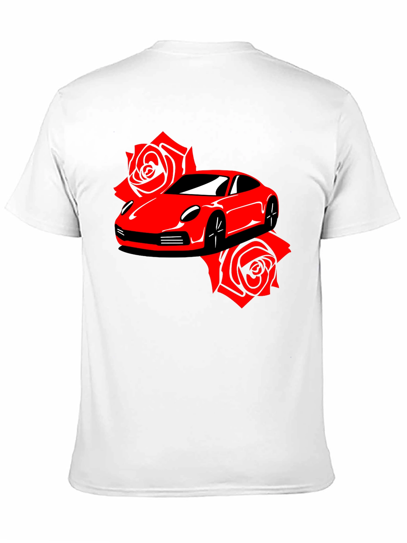Red Car & Roses Graphic T-Shirt