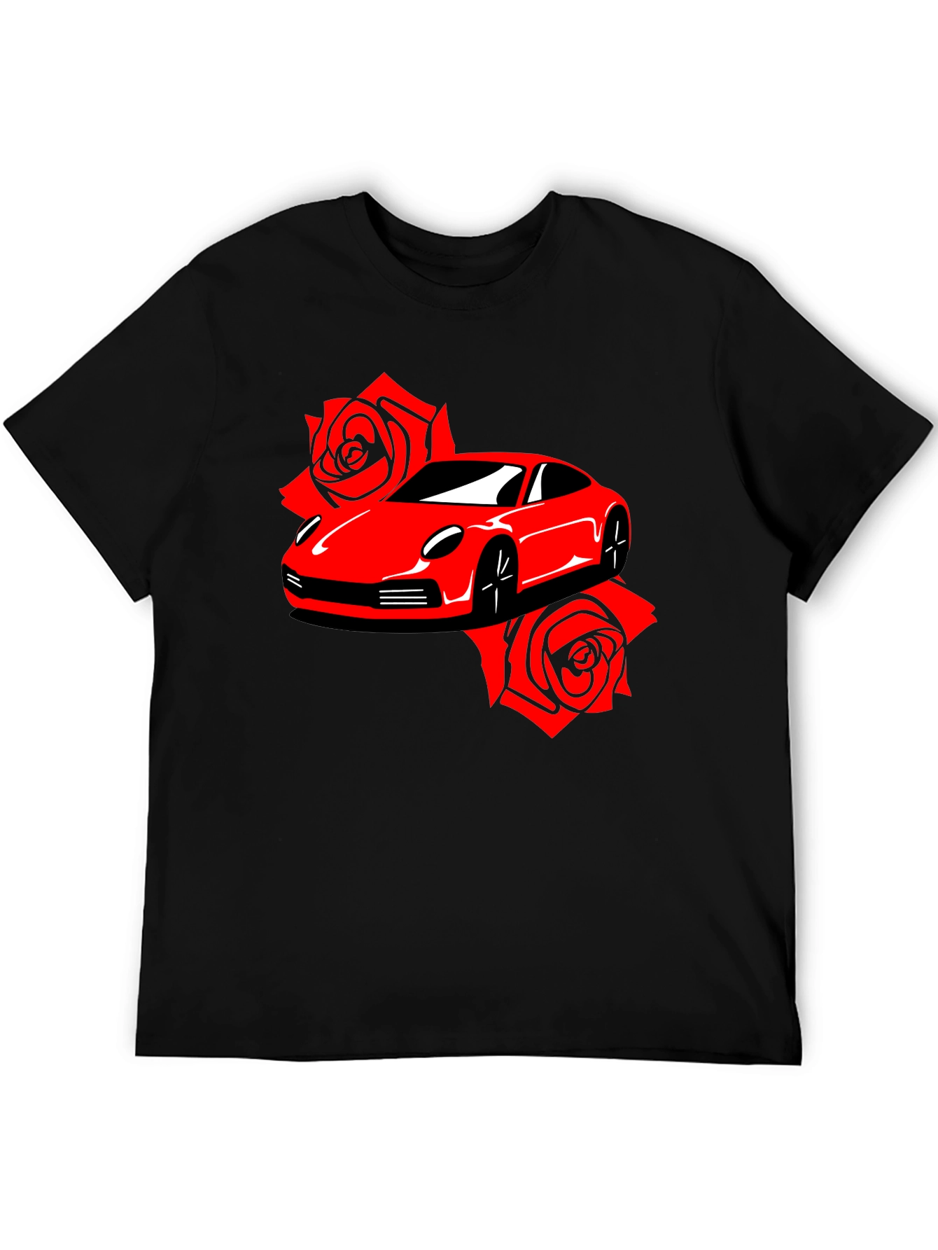 Red Car & Roses Graphic T-Shirt