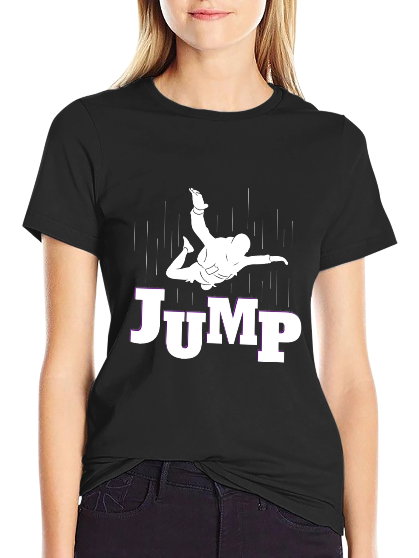 JUMP Skydiver Graphic Tee - Black Cotton T-Shirt
