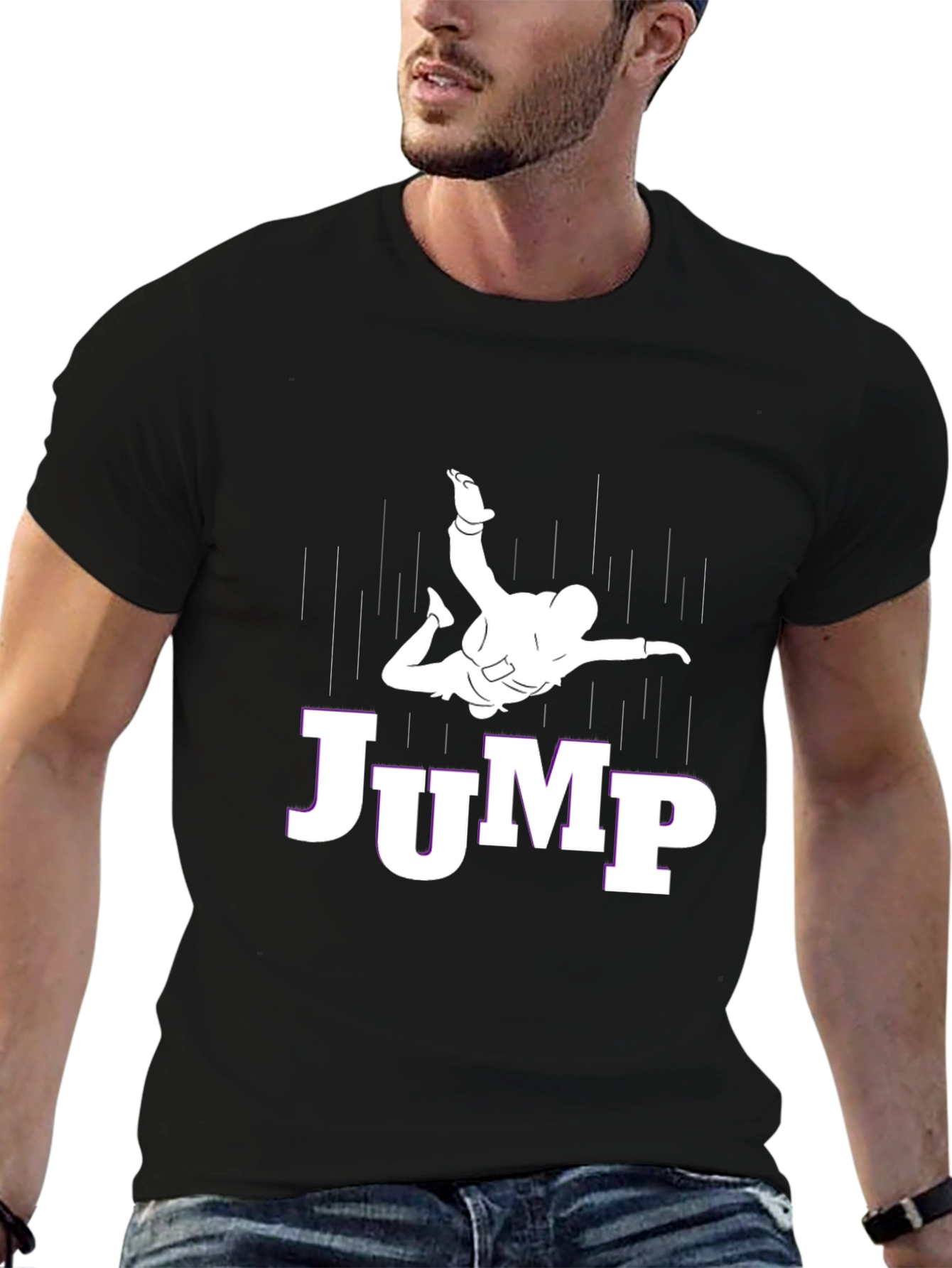 JUMP Skydiver Graphic Tee - Black Cotton T-Shirt