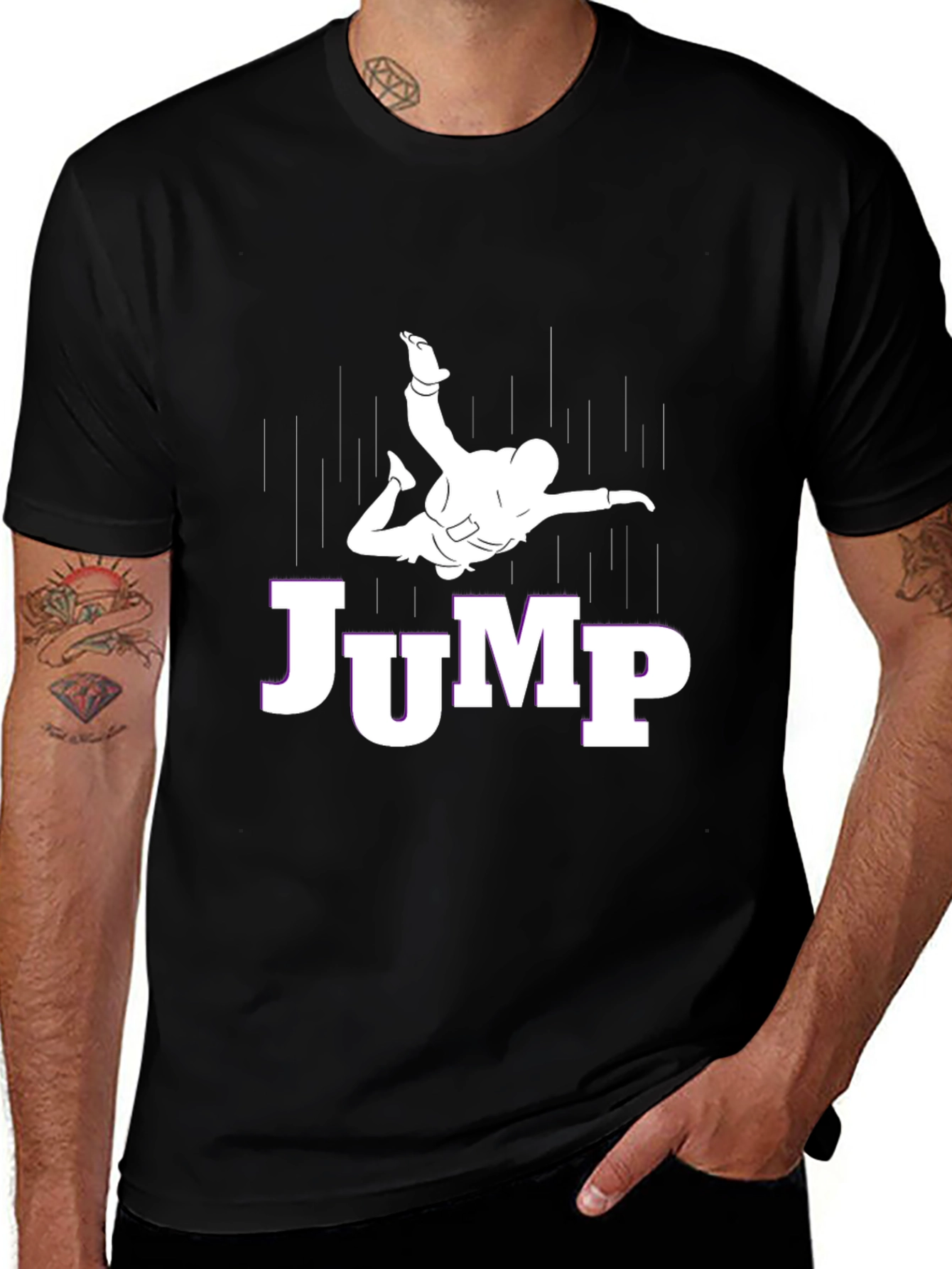 JUMP Skydiver Graphic Tee - Black Cotton T-Shirt