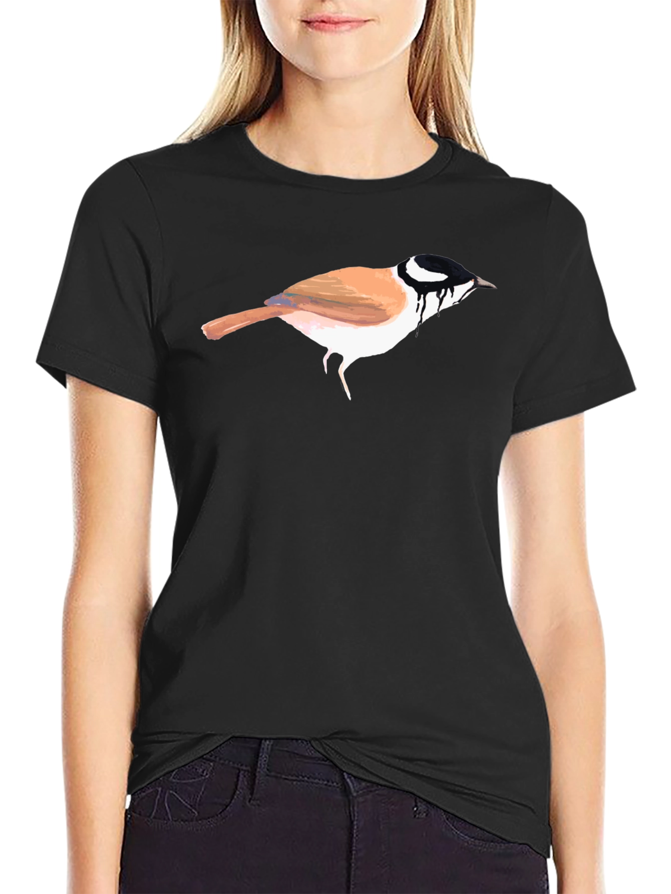 Bird Graphic Black T-Shirt - Unique Artistic Design